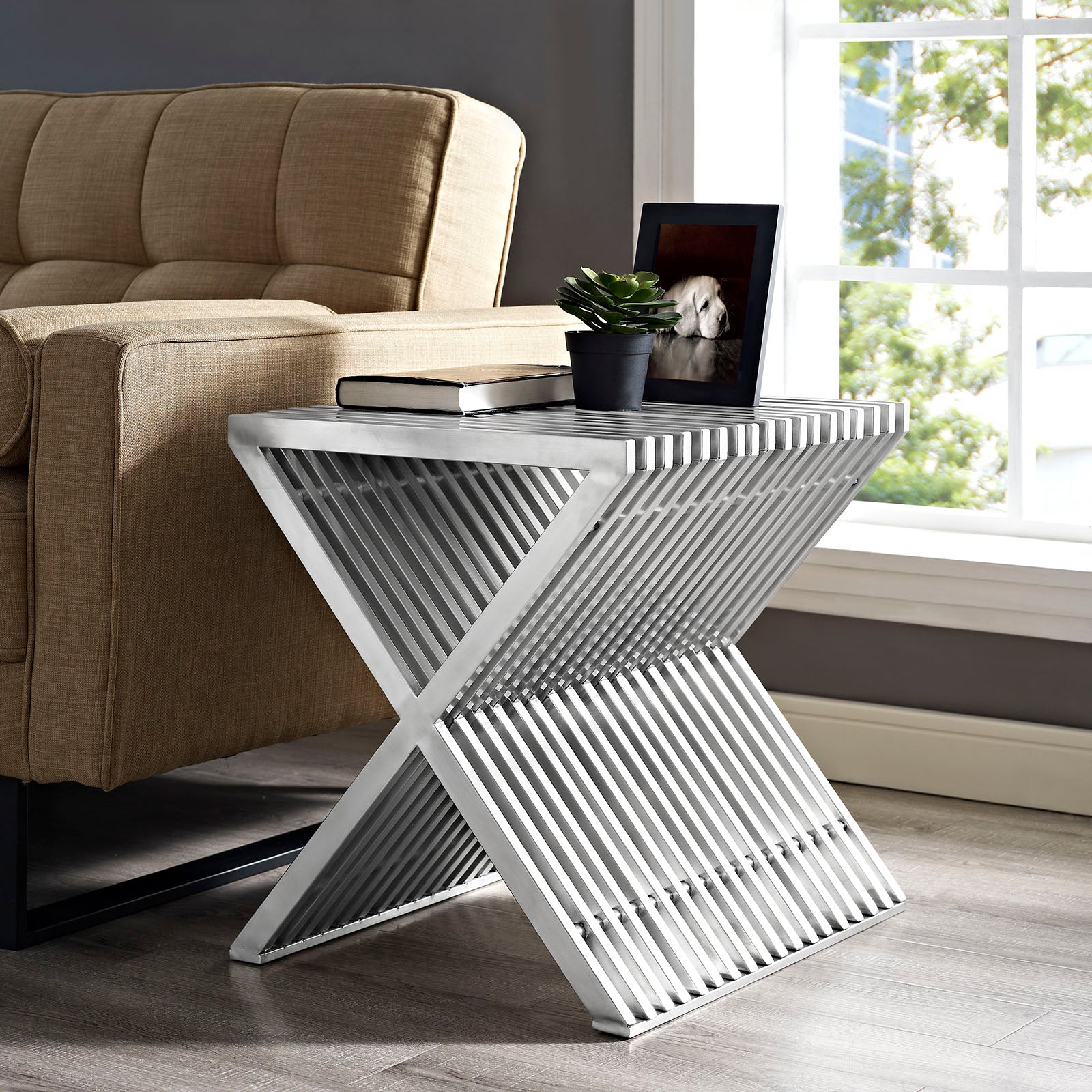 Press Stainless Steel Side Table - East Shore Modern Home Furnishings