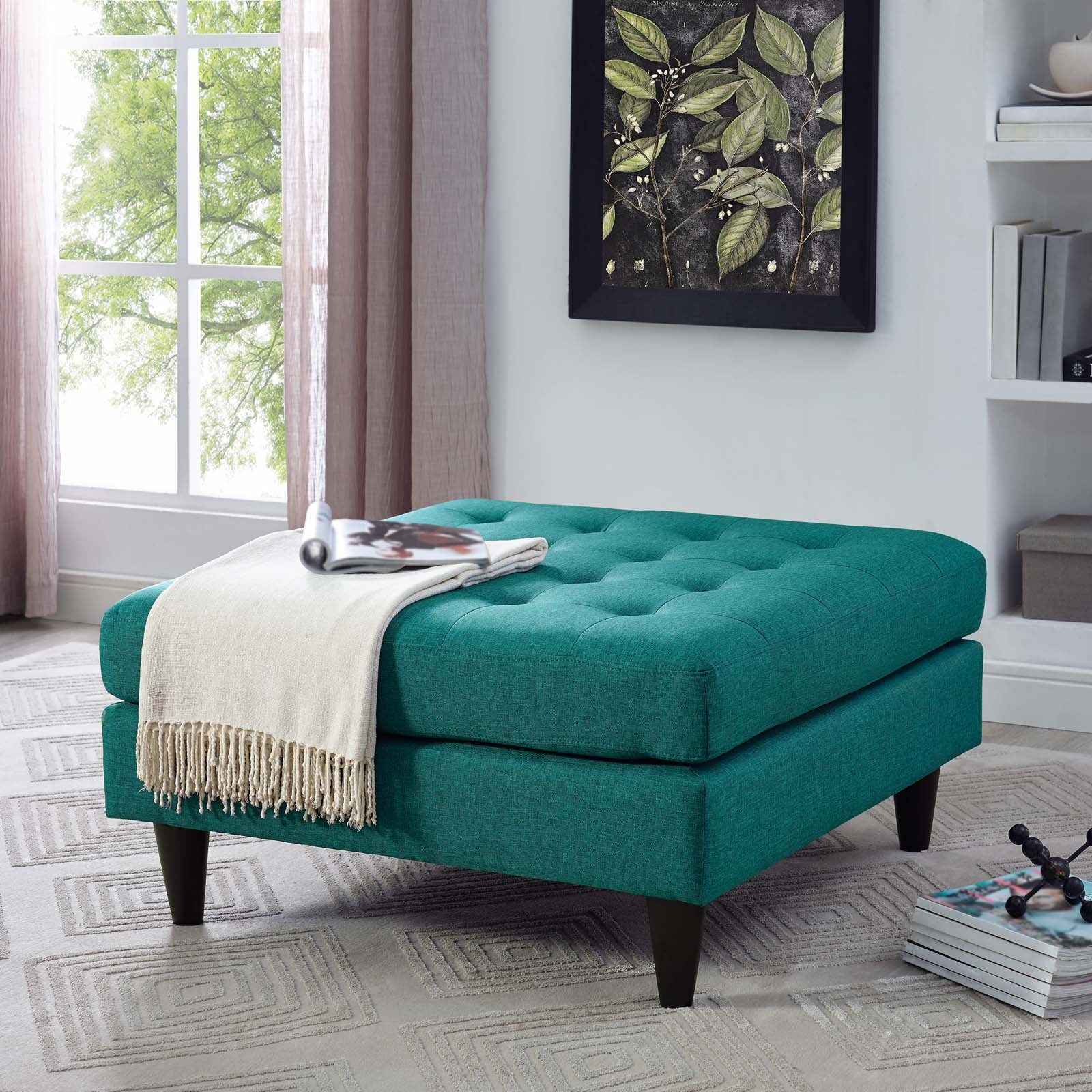 Empress Upholstered Fabric Large Ottoman - East Shore Modern Home Furnishings