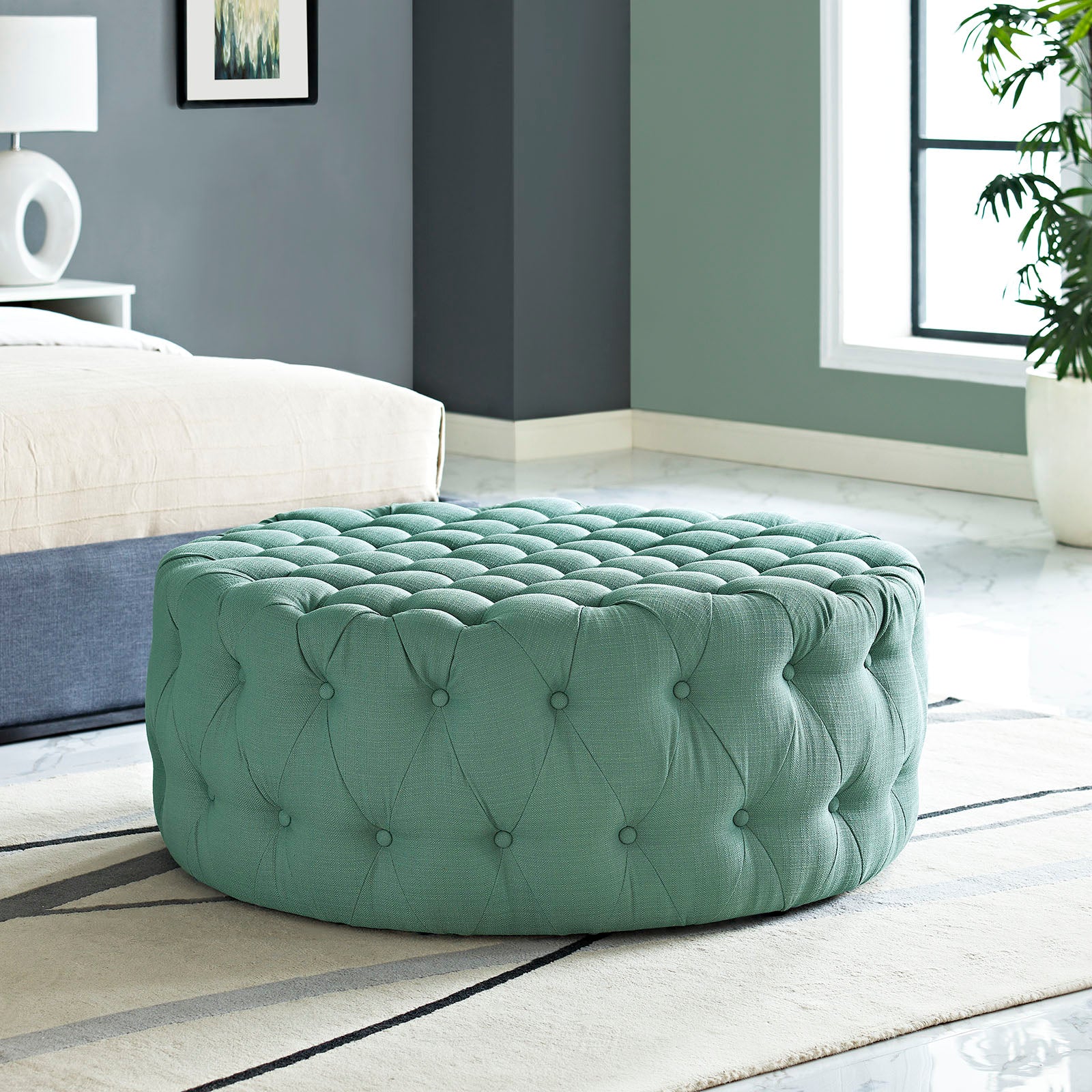 Amour Upholstered Fabric Ottoman - East Shore Modern Home Furnishings