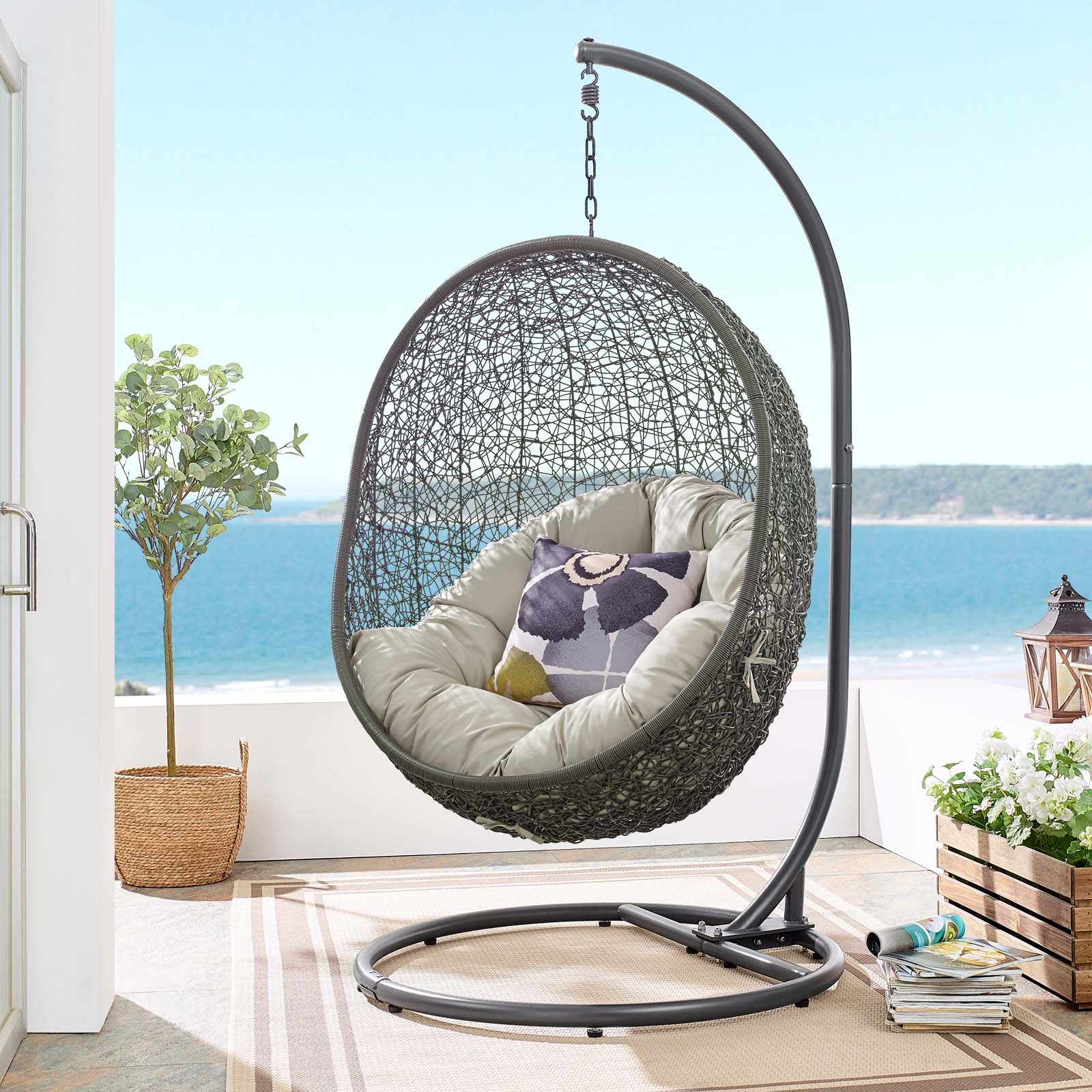 Hide Outdoor Patio Swing Chair With Stand - East Shore Modern Home Furnishings
