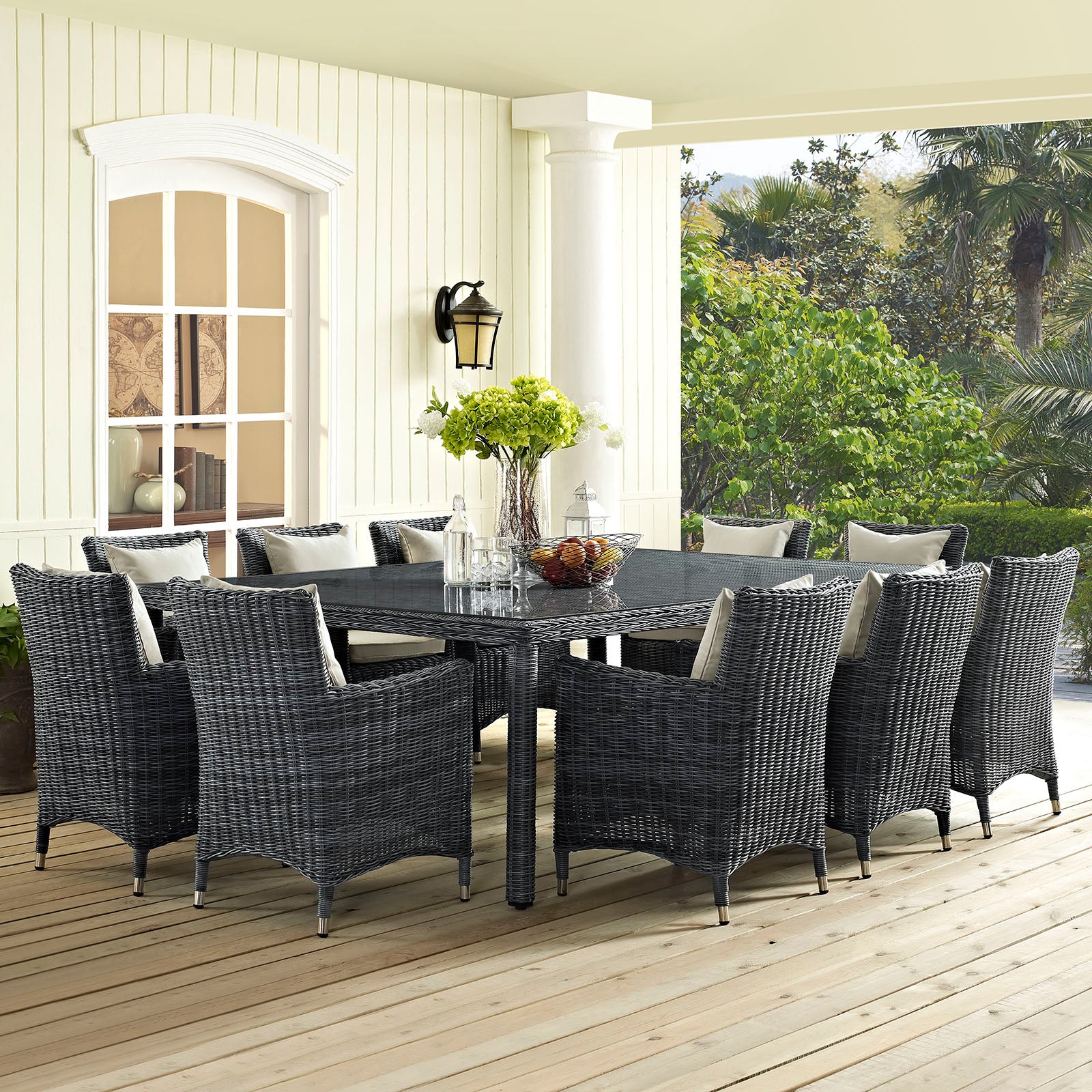 Summon 11 Piece Outdoor Patio Sunbrella® Dining Set - East Shore Modern Home Furnishings
