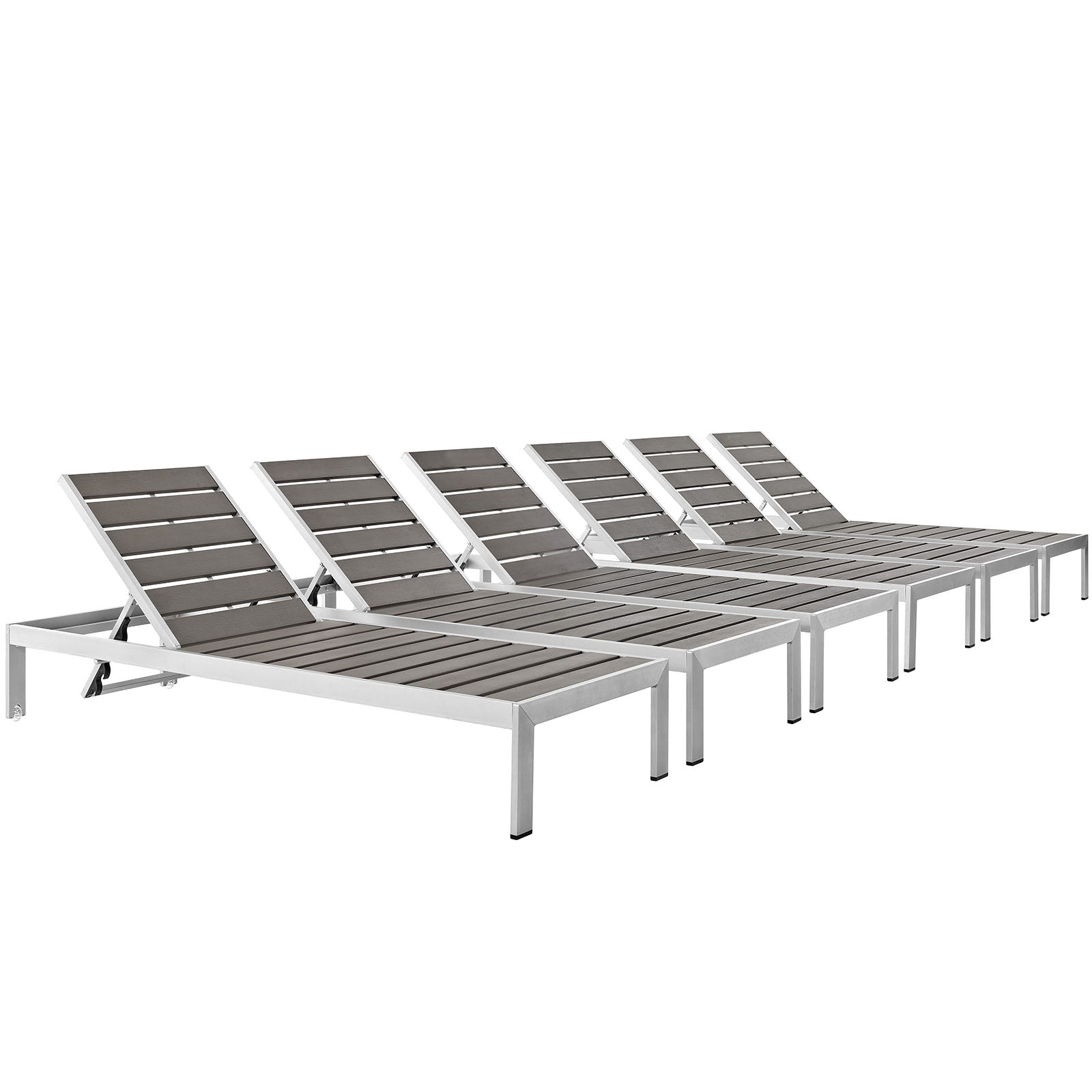Shore Chaise Outdoor Patio Aluminum Set of 6 - East Shore Modern Home Furnishings