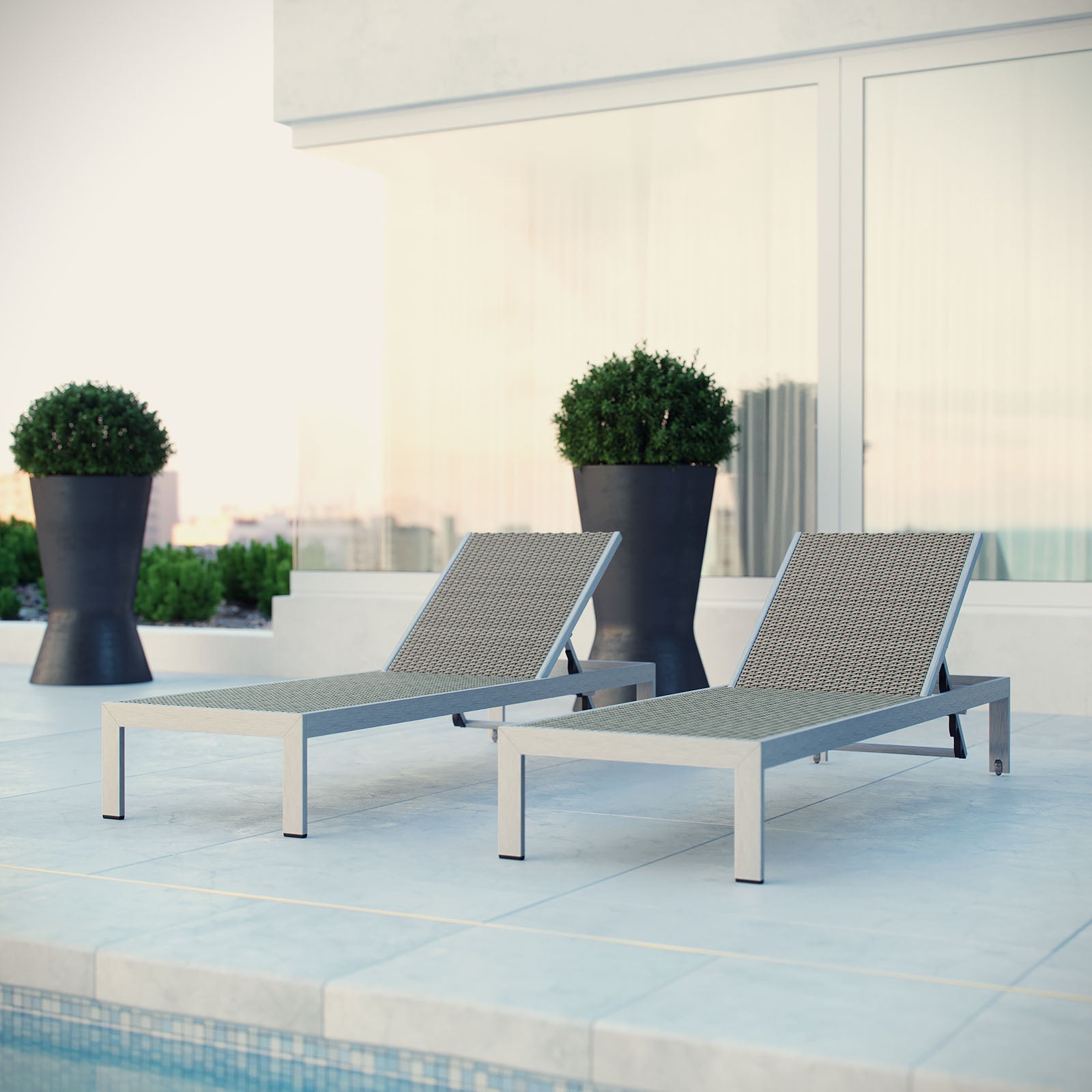 Shore Chaise Outdoor Patio Aluminum Set of 2 - East Shore Modern Home Furnishings