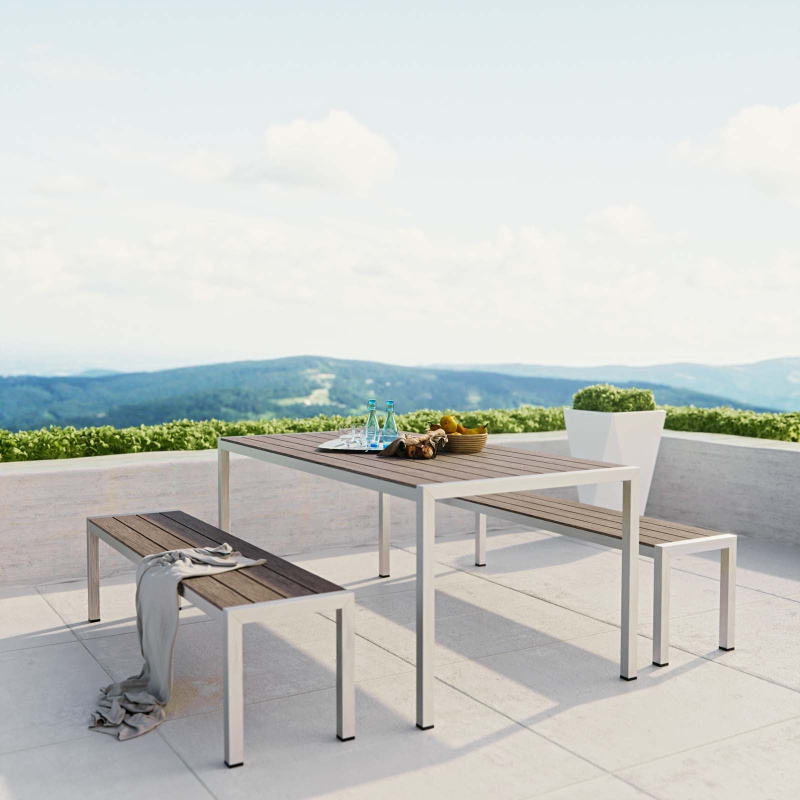 Shore 3 Piece Outdoor Patio Aluminum Dining Set - East Shore Modern Home Furnishings