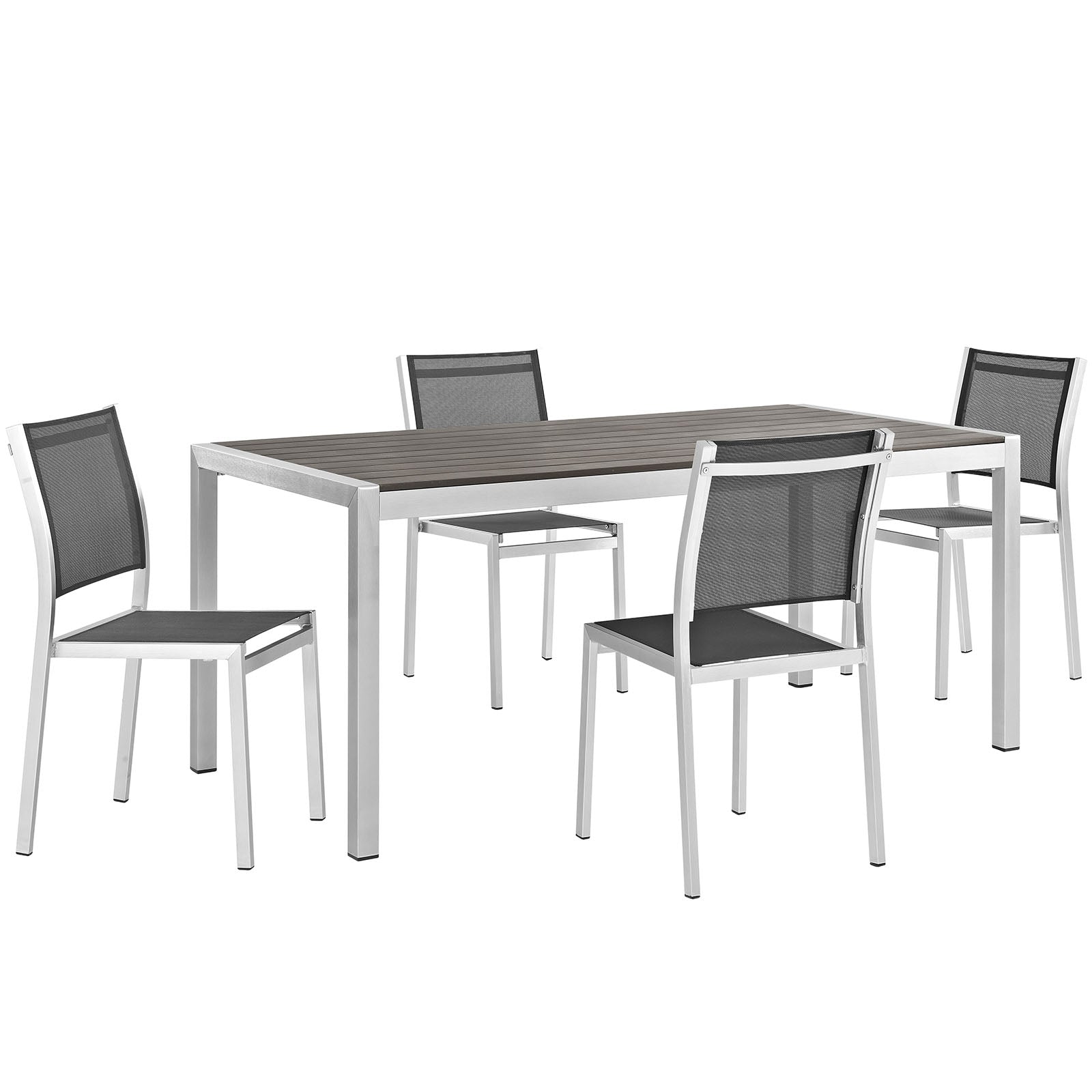 Shore 5 Piece Outdoor Patio Aluminum Dining Set - East Shore Modern Home Furnishings