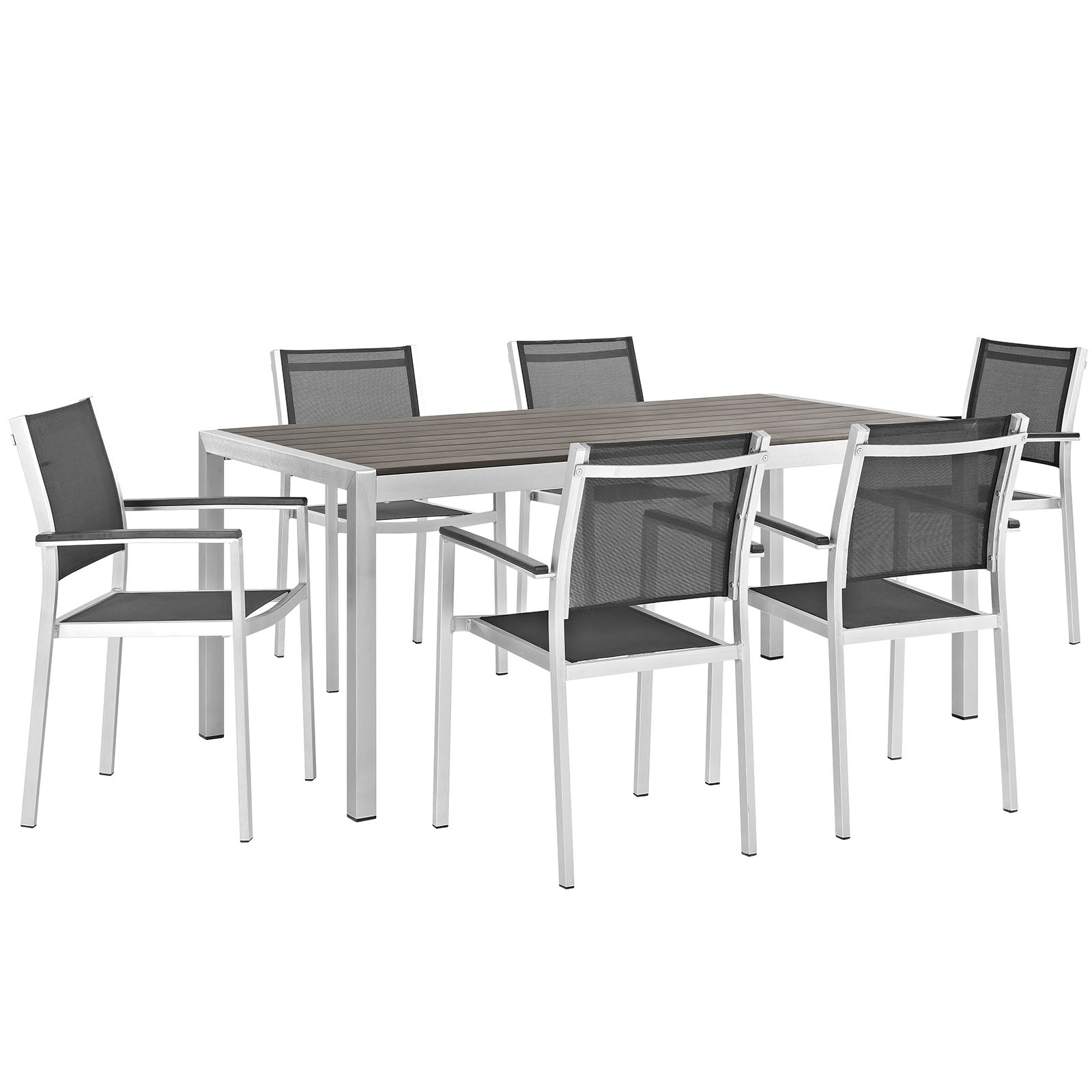 Shore 7 Piece Outdoor Patio Aluminum Dining Set - East Shore Modern Home Furnishings