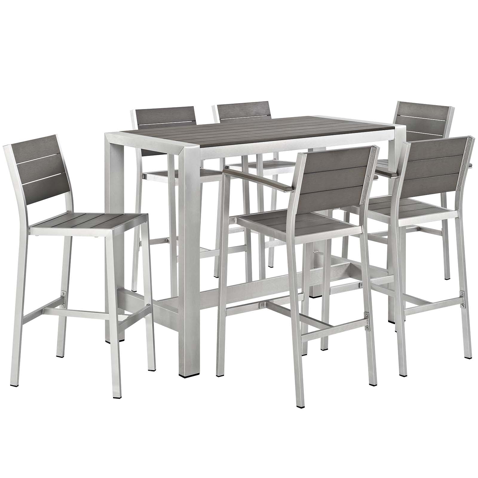 Shore 7 Piece Outdoor Patio Aluminum Dining Set - East Shore Modern Home Furnishings