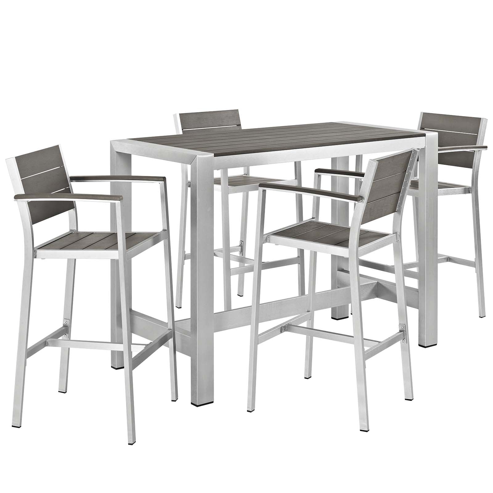 Shore 5 Piece Outdoor Patio Aluminum Dining Set - East Shore Modern Home Furnishings