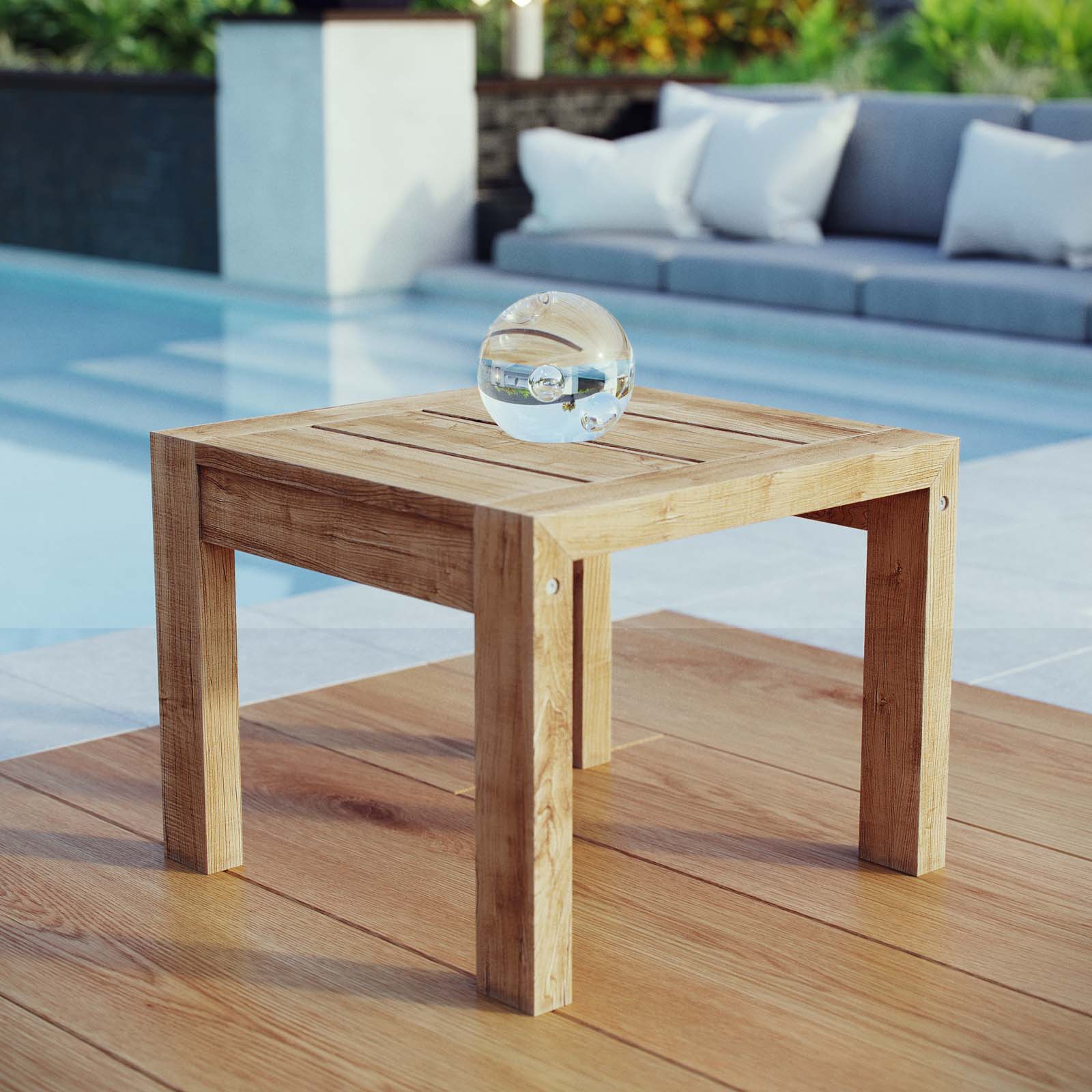 Upland Outdoor Patio Wood Side Table - East Shore Modern Home Furnishings
