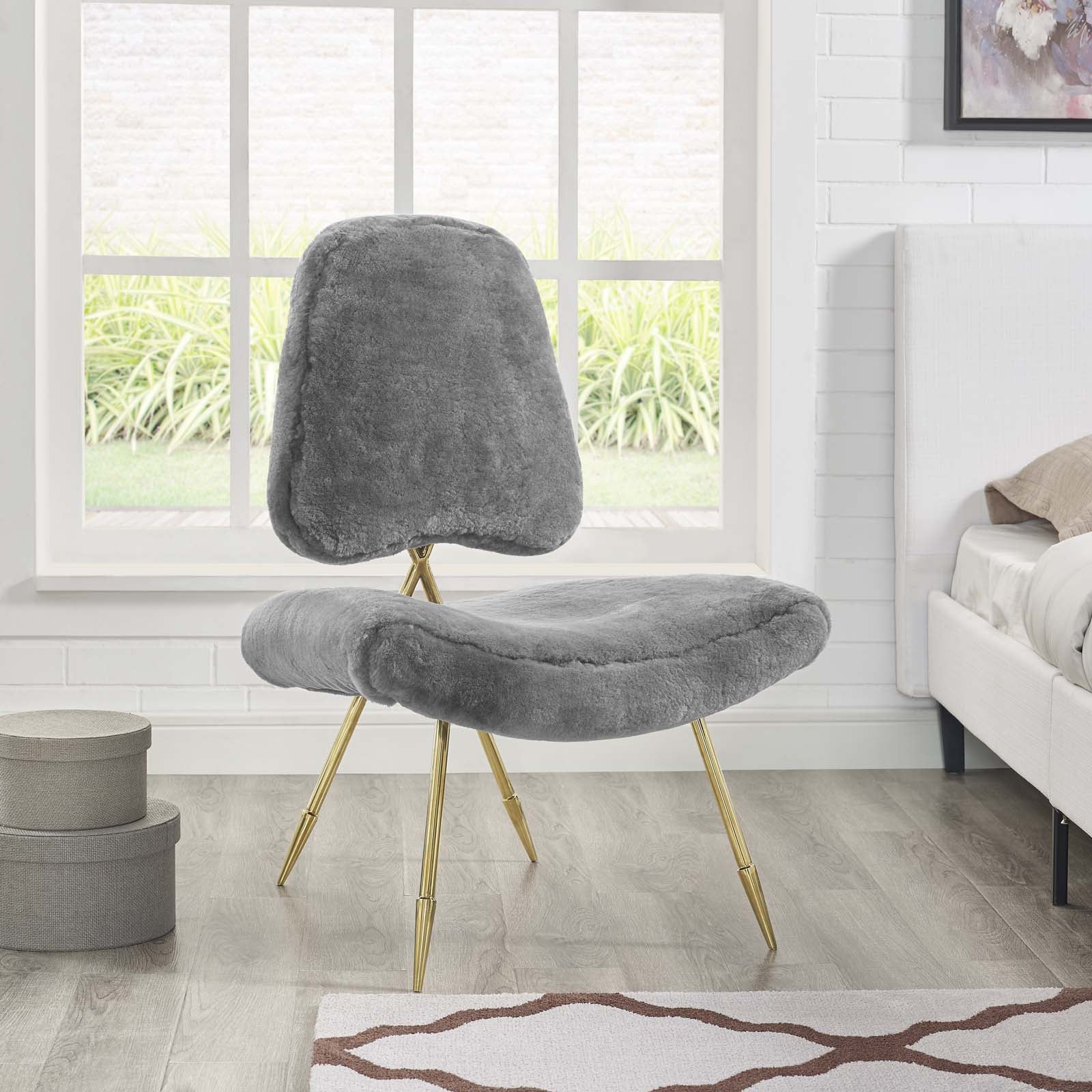 Ponder Upholstered Sheepskin Fur Lounge Chair - East Shore Modern Home Furnishings