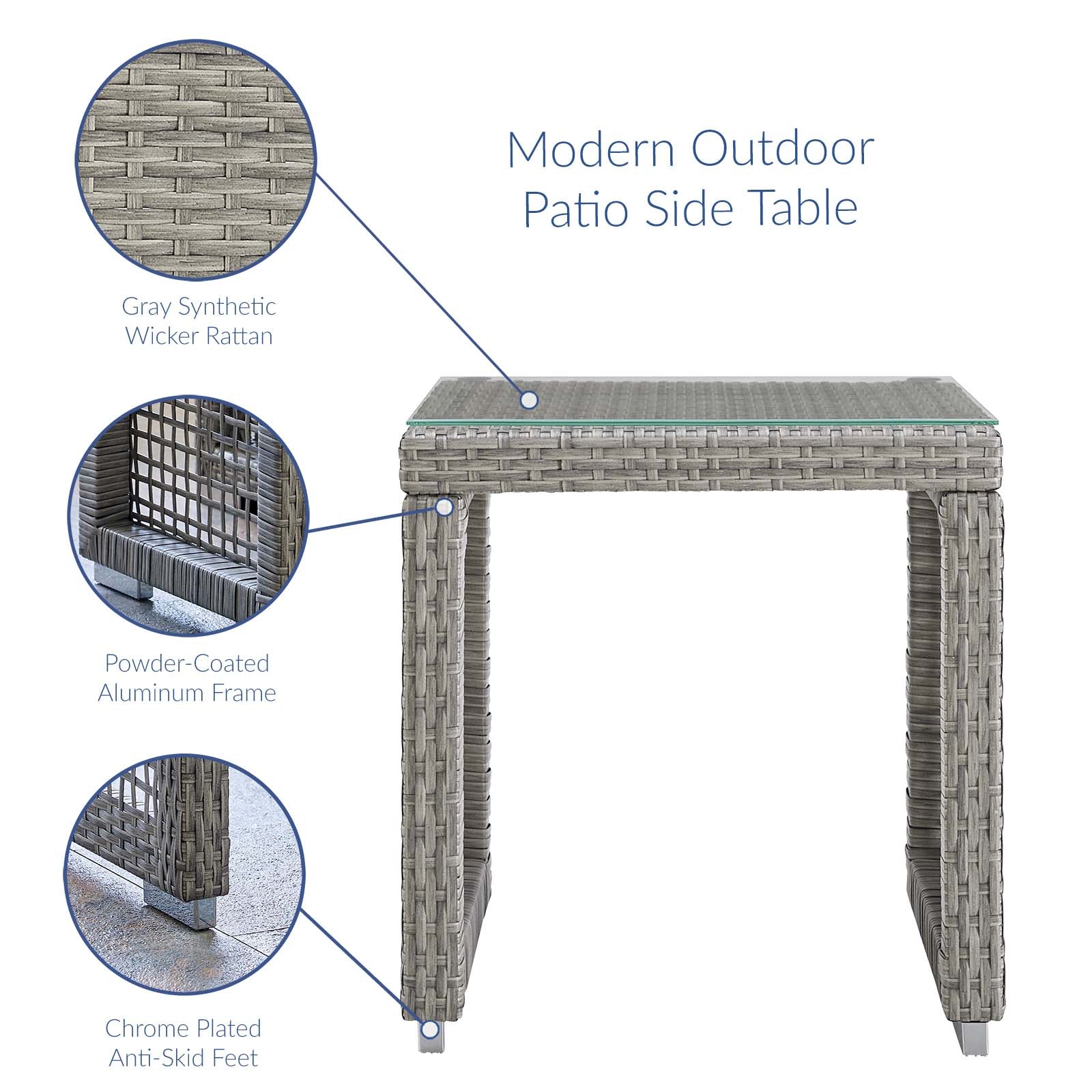 Aura Outdoor Patio Wicker Rattan Side Table - East Shore Modern Home Furnishings