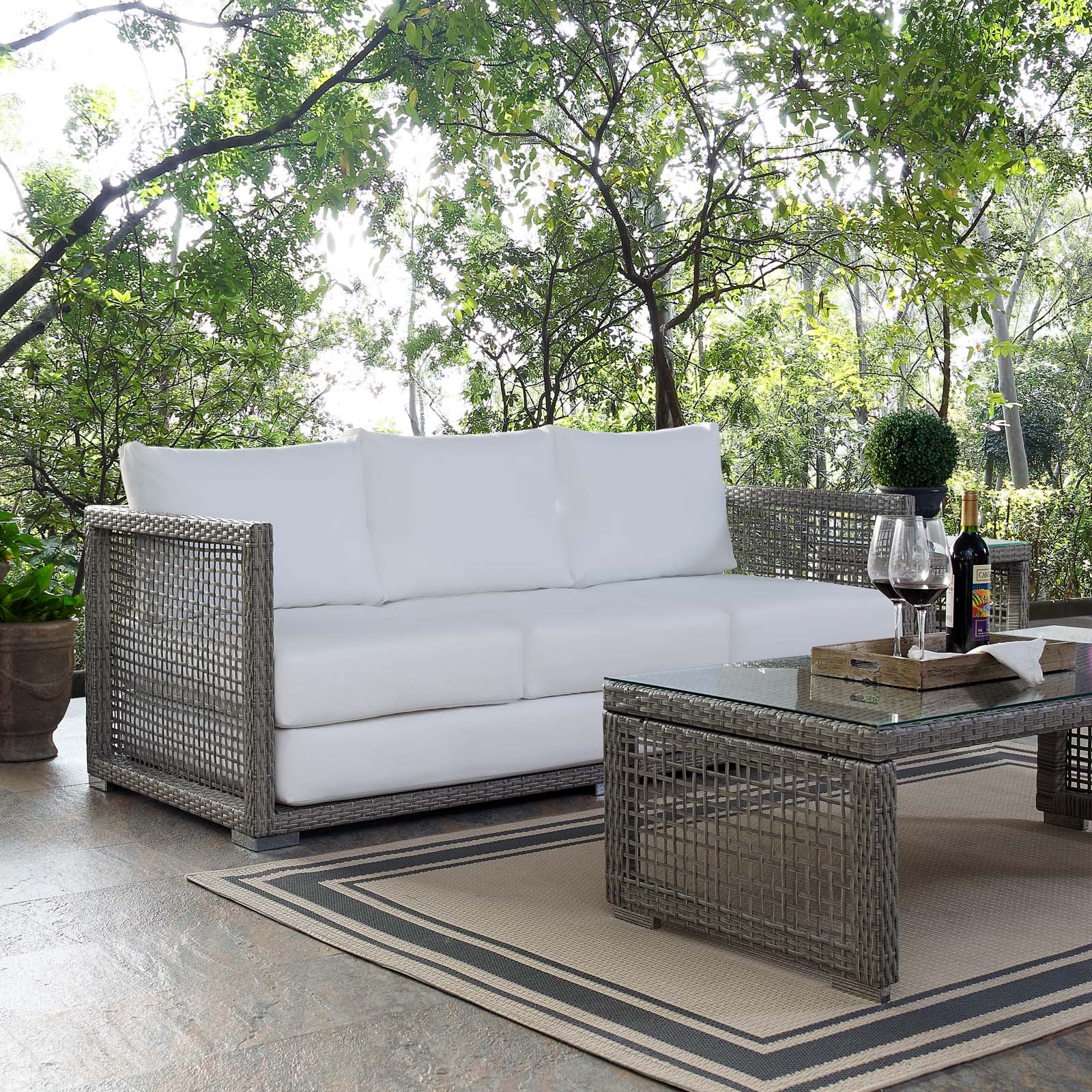 Aura Outdoor Patio Wicker Rattan Sofa - East Shore Modern Home Furnishings