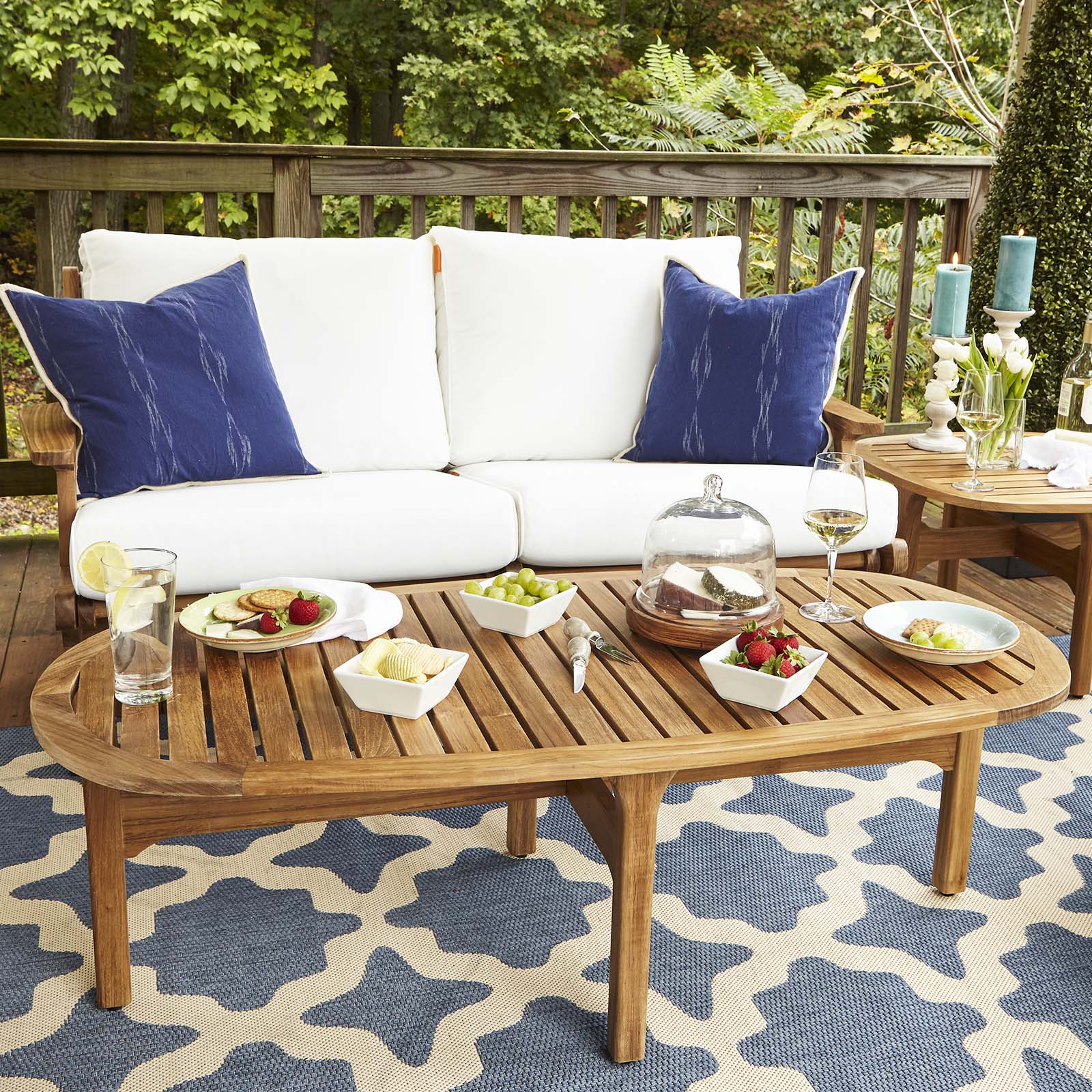 Saratoga Outdoor Patio Premium Grade A Teak Wood Oval Coffee Table - East Shore Modern Home Furnishings
