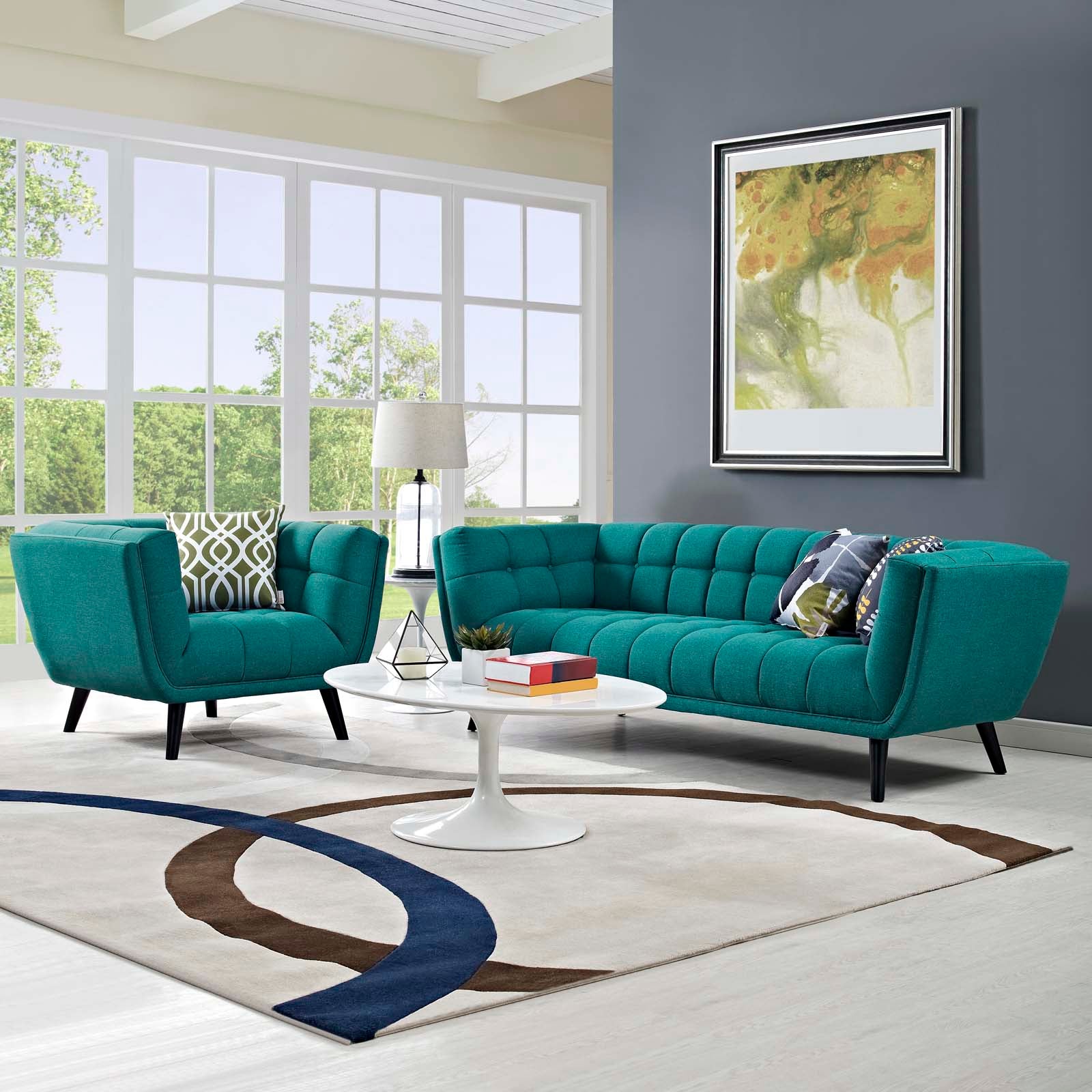 Bestow 2 Piece Upholstered Fabric Sofa and Armchair Set - East Shore Modern Home Furnishings