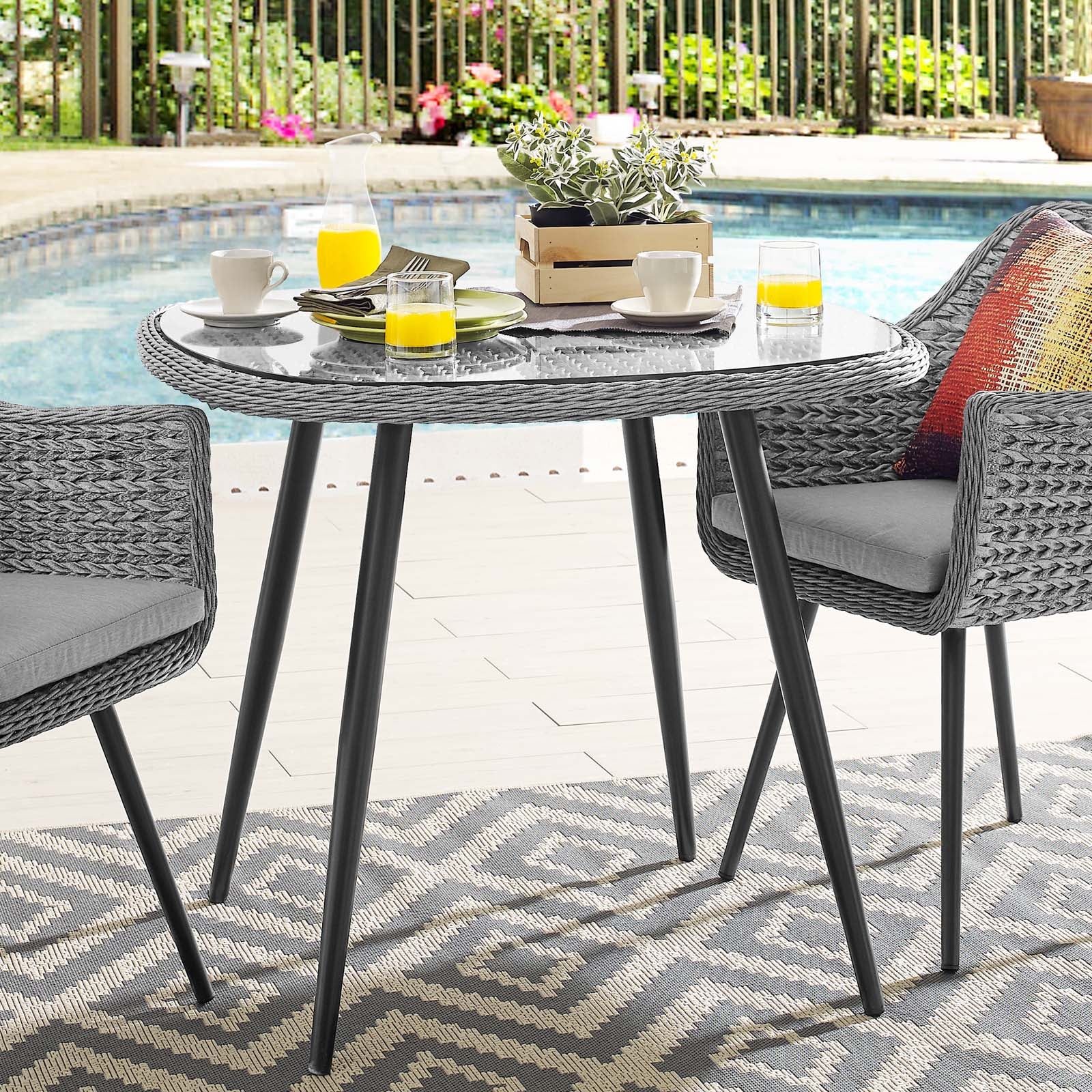 Endeavor 36" Outdoor Patio Wicker Rattan Dining Table - East Shore Modern Home Furnishings
