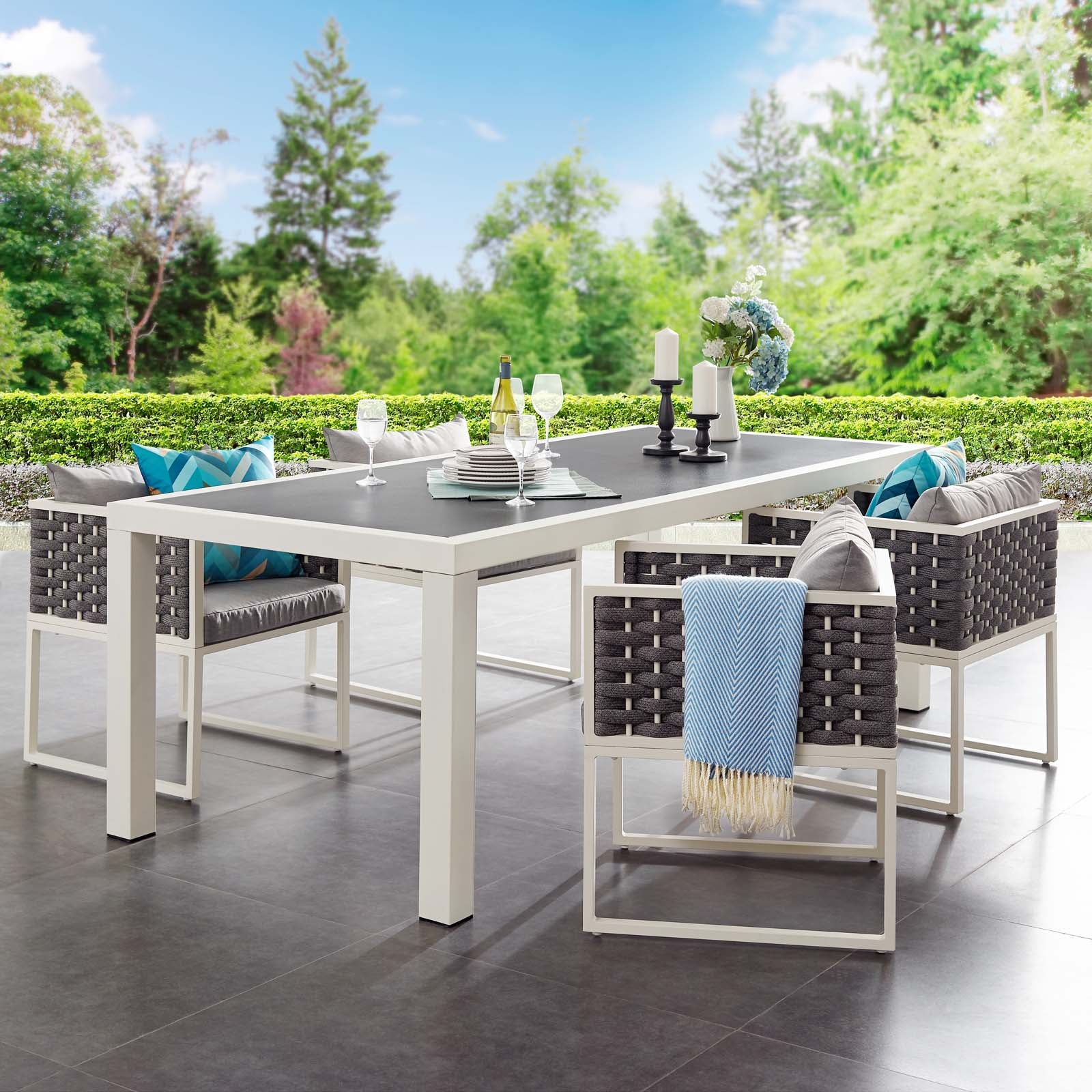 Stance 90.5" Outdoor Patio Aluminum Dining Table - East Shore Modern Home Furnishings