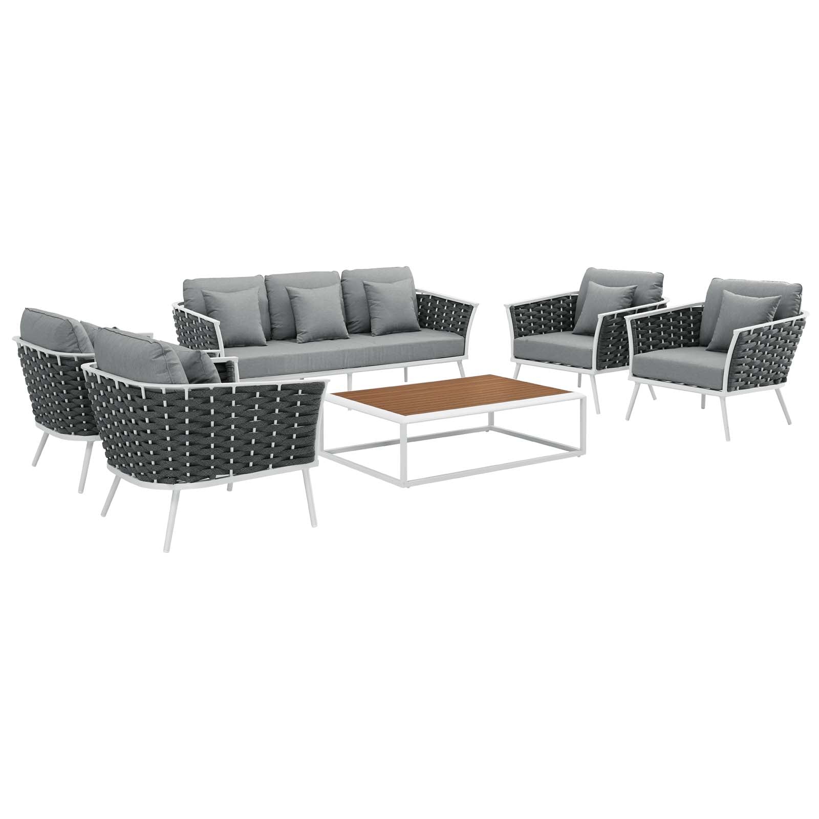 Stance 6 Piece Outdoor Patio Aluminum Sectional Sofa Set - East Shore Modern Home Furnishings