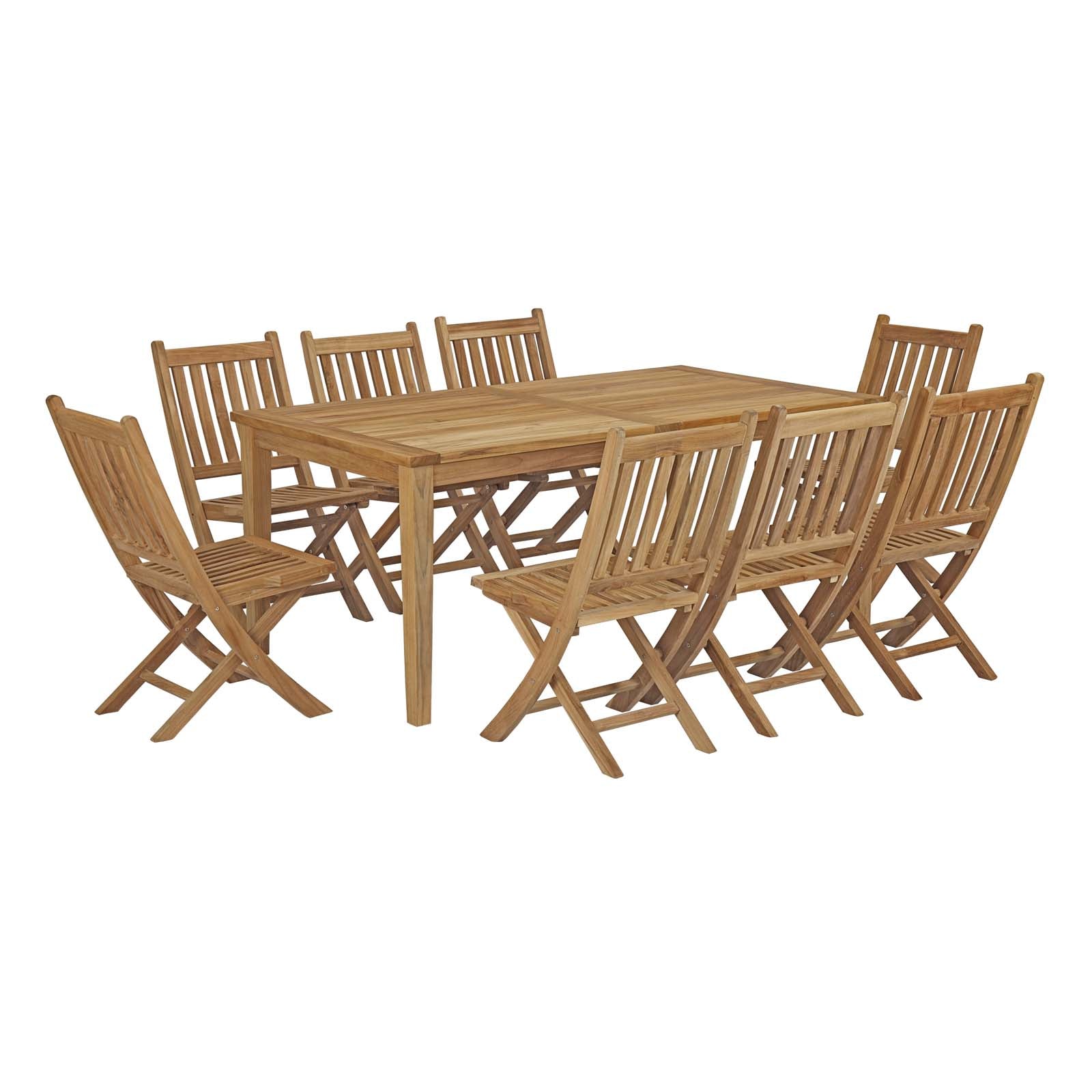 Marina 9 Piece Outdoor Patio Teak Outdoor Dining Set - East Shore Modern Home Furnishings
