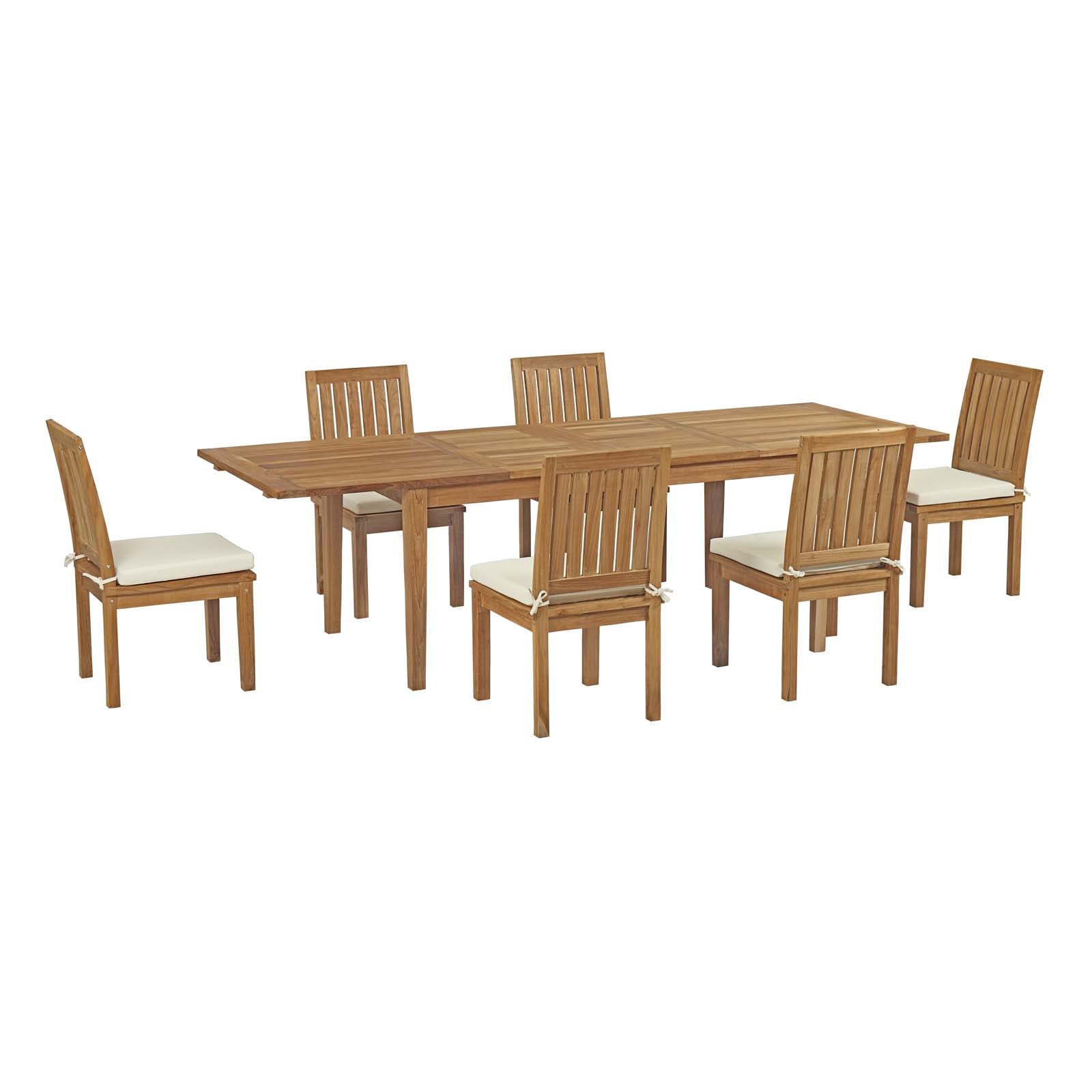 Marina 7 Piece Outdoor Patio Teak Outdoor Dining Set - East Shore Modern Home Furnishings