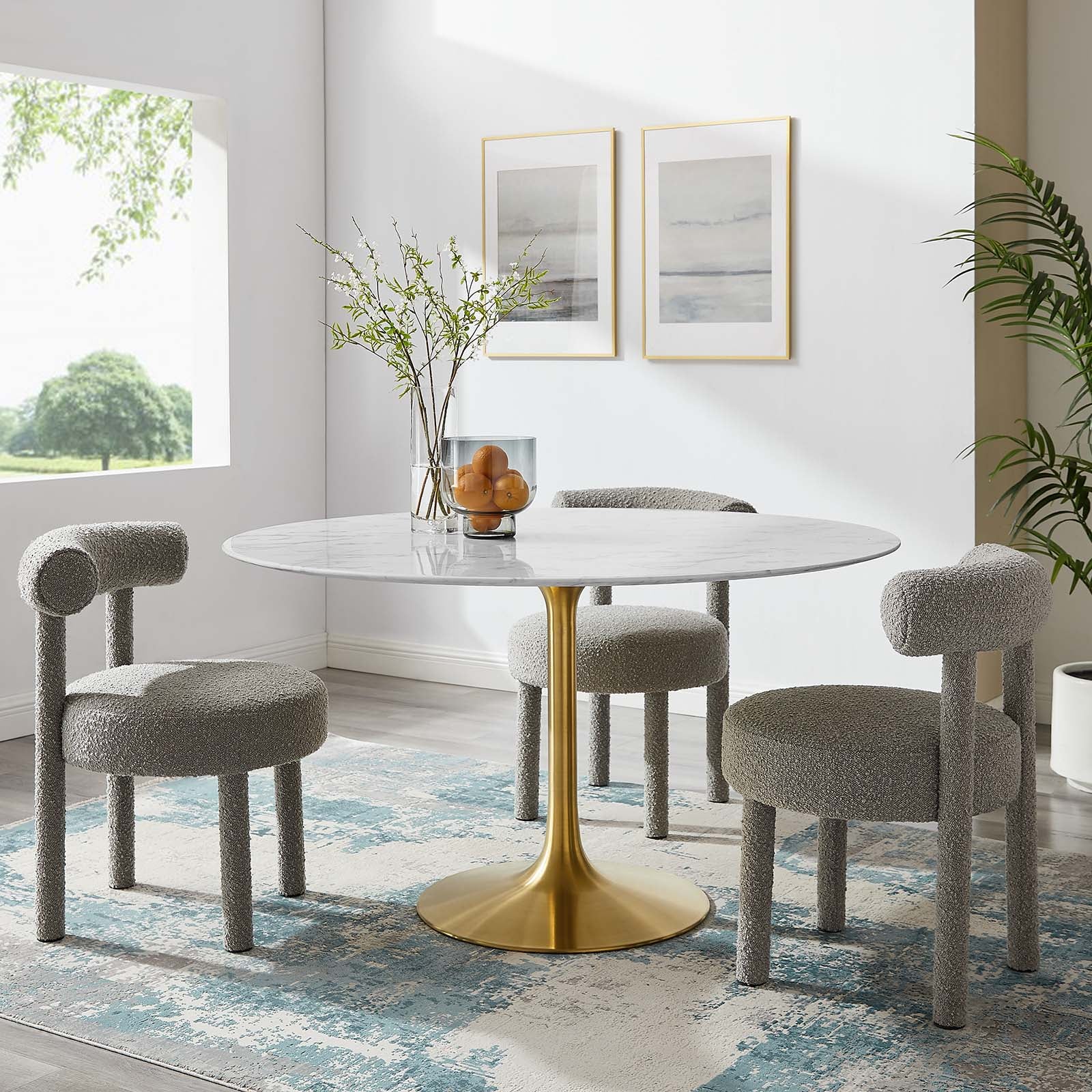 Lippa 54" Round Artificial Marble Dining Table - East Shore Modern Home Furnishings