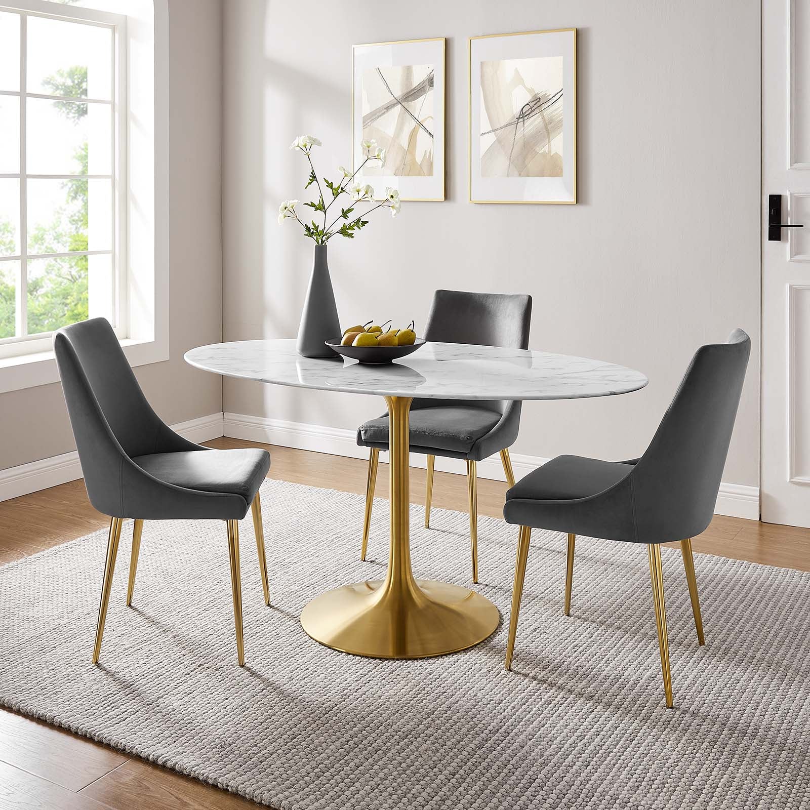 Lippa 60" Oval Artificial Marble Dining Table - East Shore Modern Home Furnishings