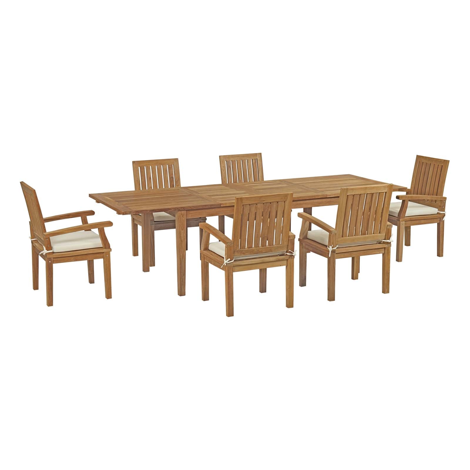 Marina 7 Piece Outdoor Patio Teak Outdoor Dining Set - East Shore Modern Home Furnishings