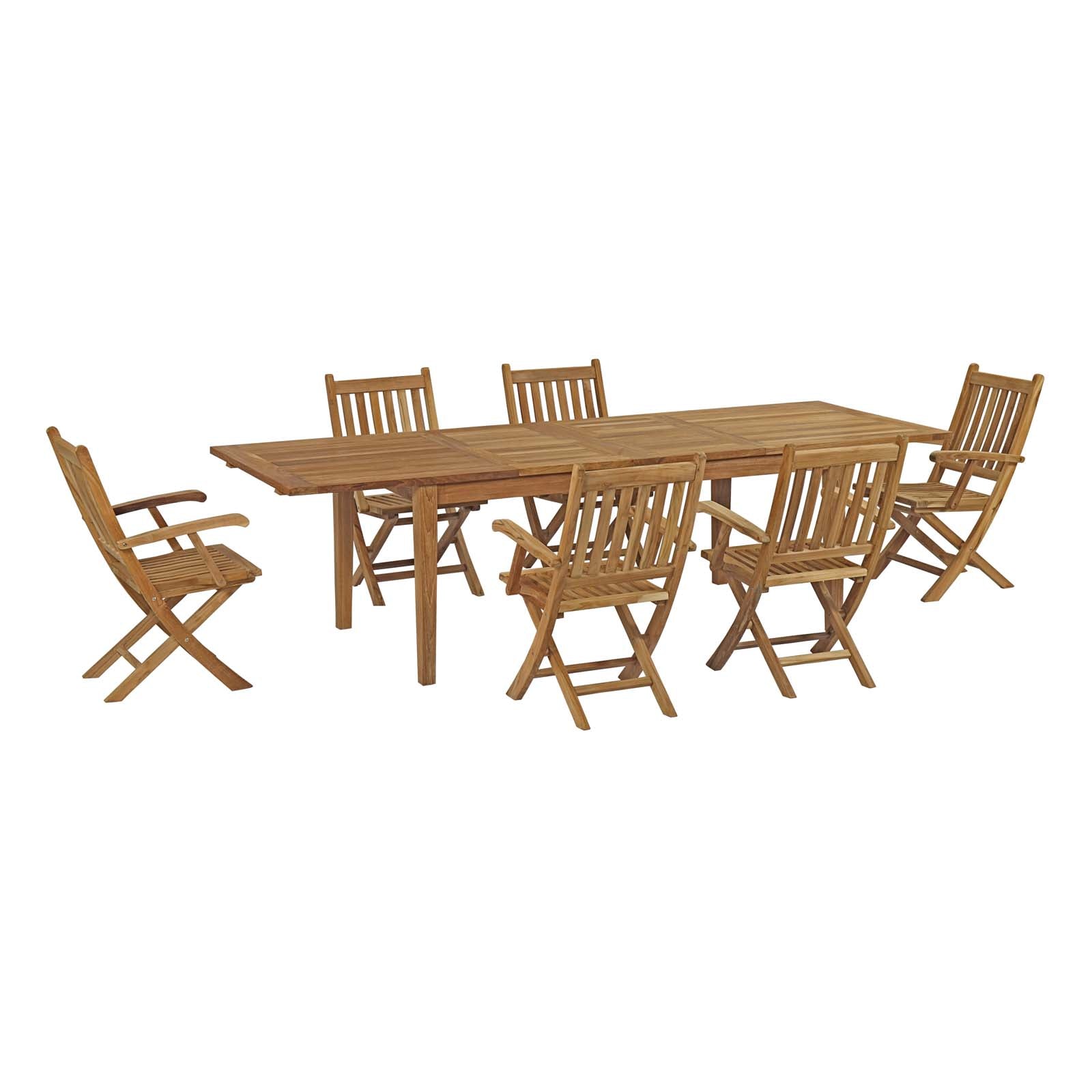 Marina 7 Piece Outdoor Patio Teak Outdoor Dining Set - East Shore Modern Home Furnishings