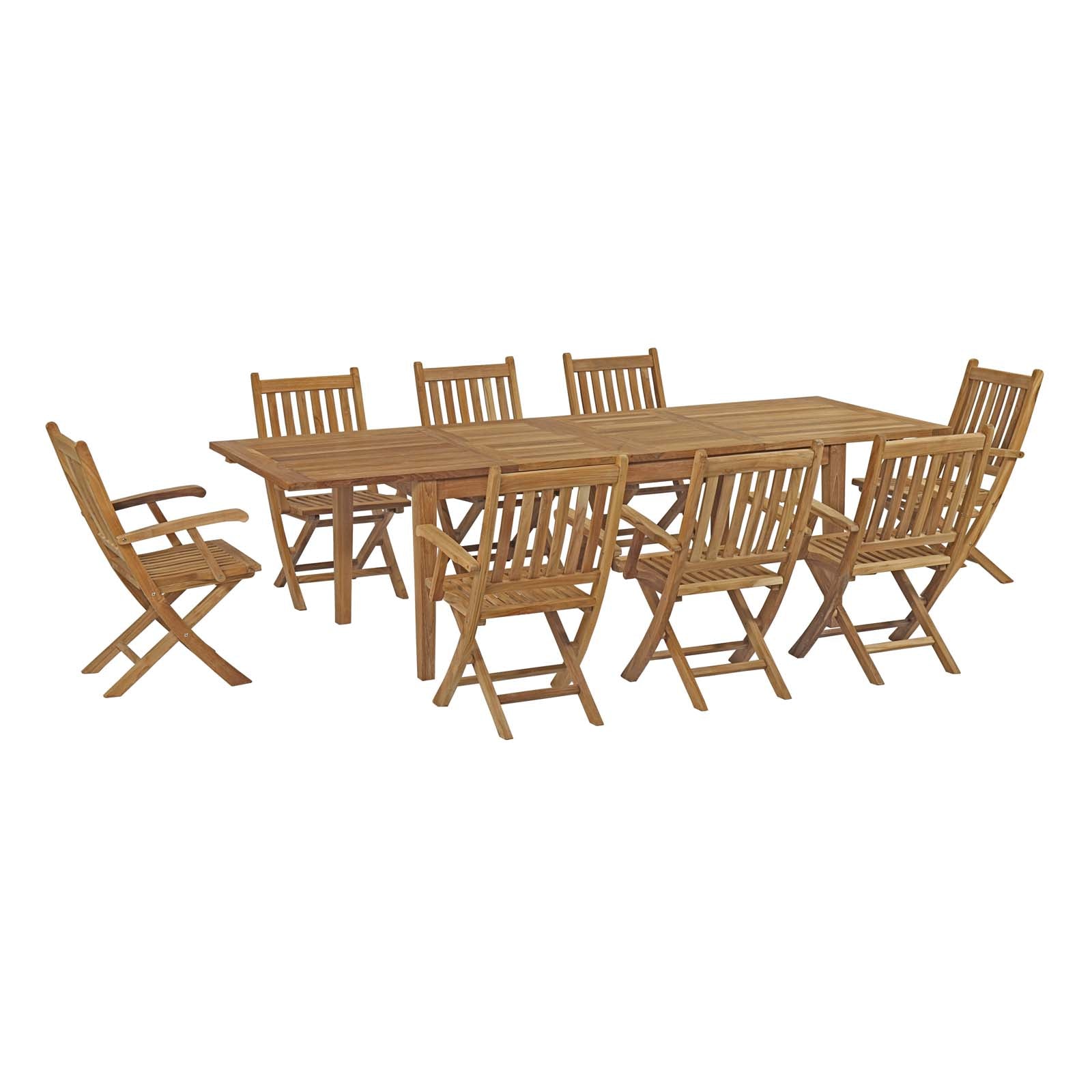 Marina 9 Piece Outdoor Patio Teak Outdoor Dining Set - East Shore Modern Home Furnishings