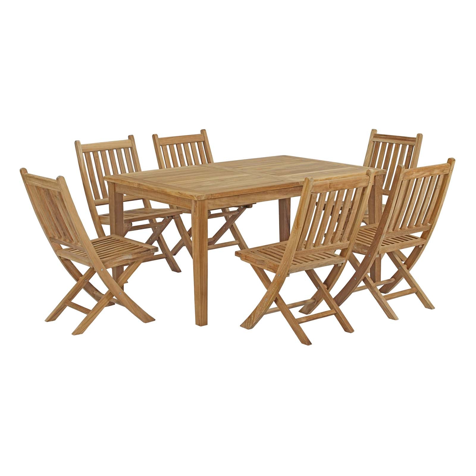 Marina 7 Piece Outdoor Patio Teak Outdoor Dining Set - East Shore Modern Home Furnishings