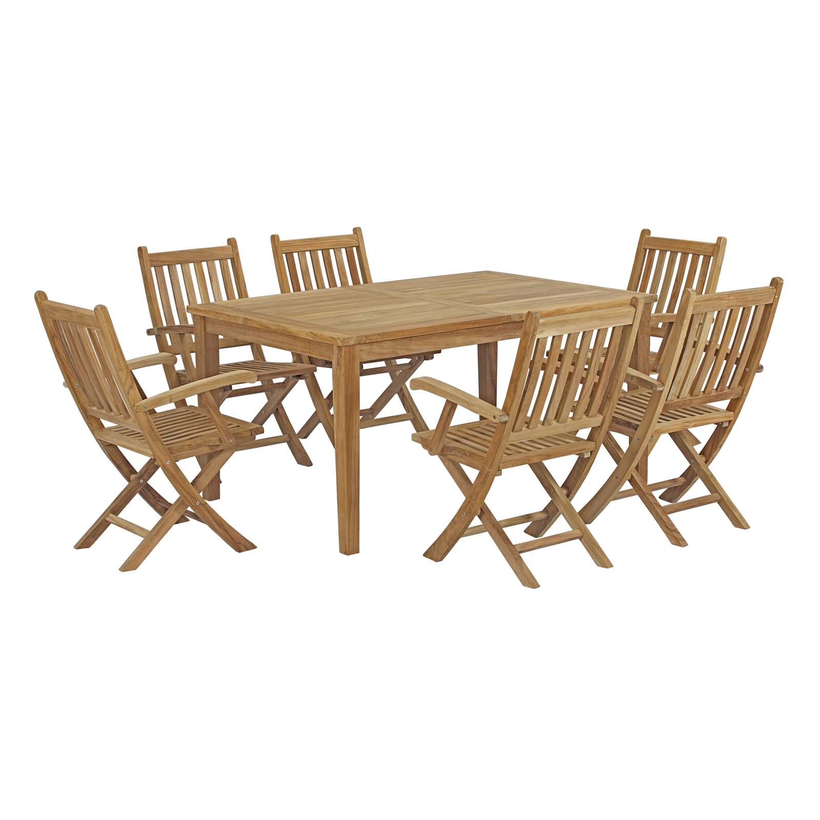 Marina 7 Piece Outdoor Patio Teak Outdoor Dining Set - East Shore Modern Home Furnishings