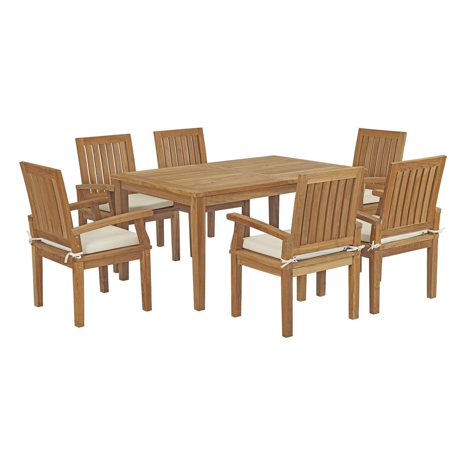 Marina 7 Piece Outdoor Patio Teak Outdoor Dining Set - East Shore Modern Home Furnishings