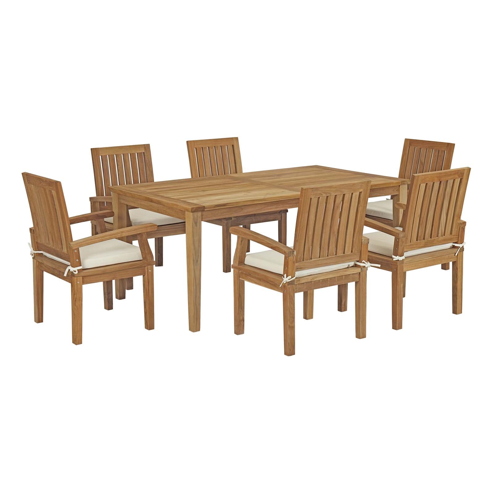 Marina 7 Piece Outdoor Patio Teak Outdoor Dining Set - East Shore Modern Home Furnishings