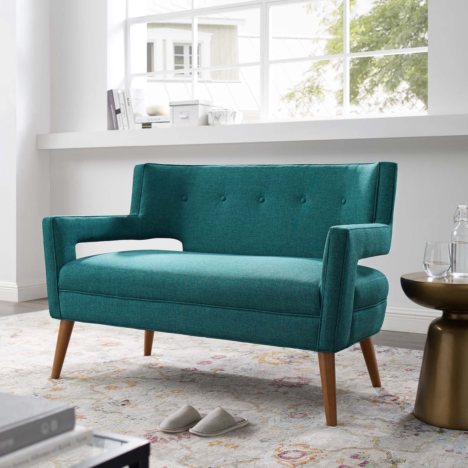 Sheer Upholstered Fabric Loveseat - East Shore Modern Home Furnishings
