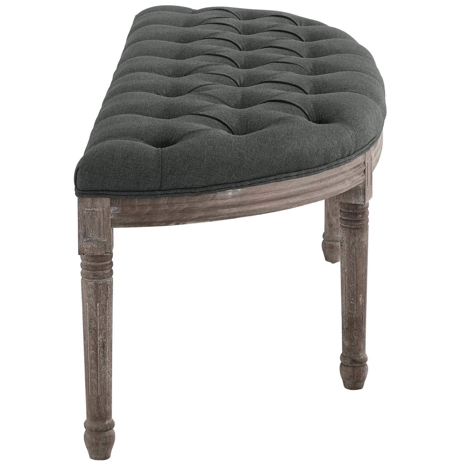 Esteem Vintage French Upholstered Fabric Semi-Circle Bench - East Shore Modern Home Furnishings