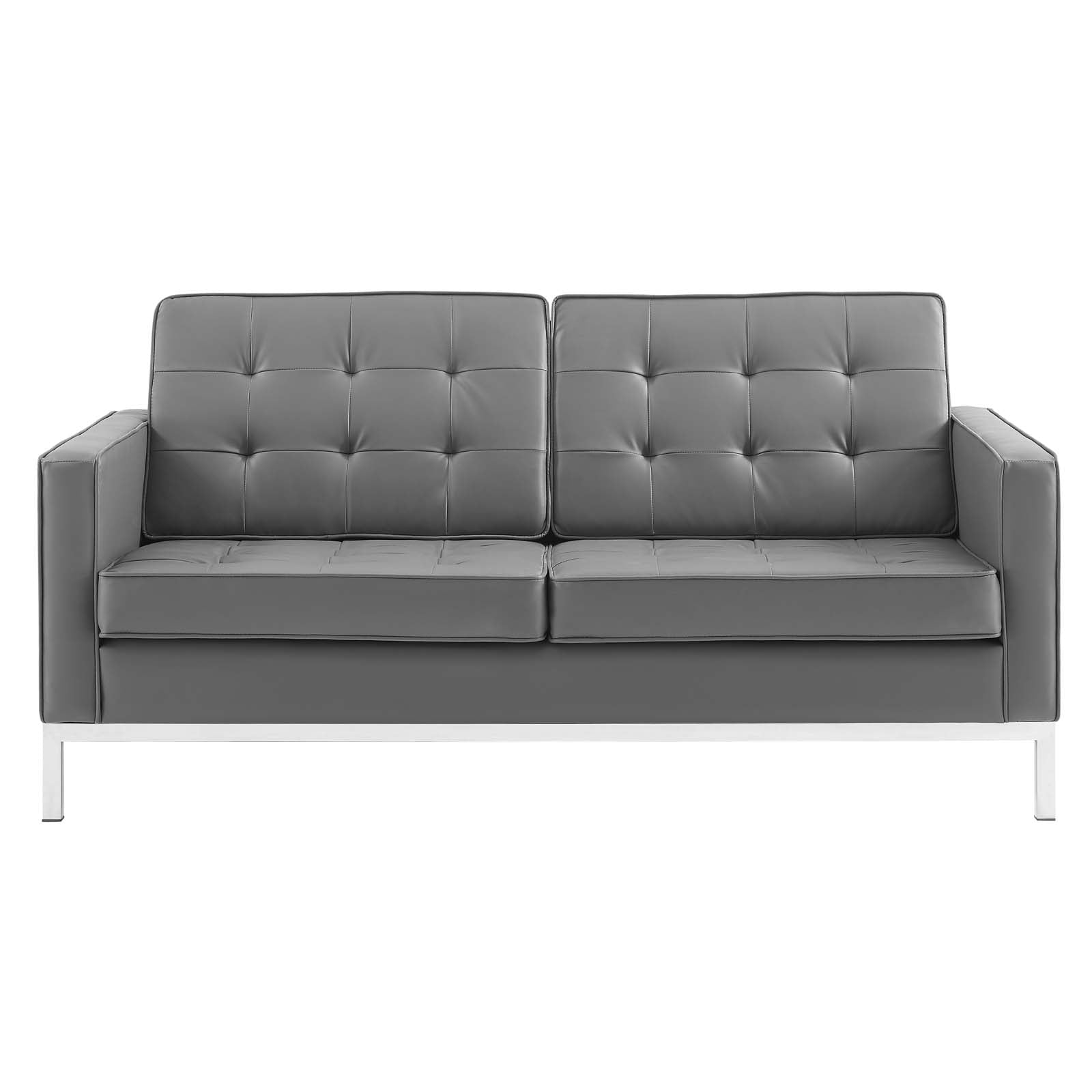 Loft Tufted Upholstered Faux Leather Loveseat - East Shore Modern Home Furnishings