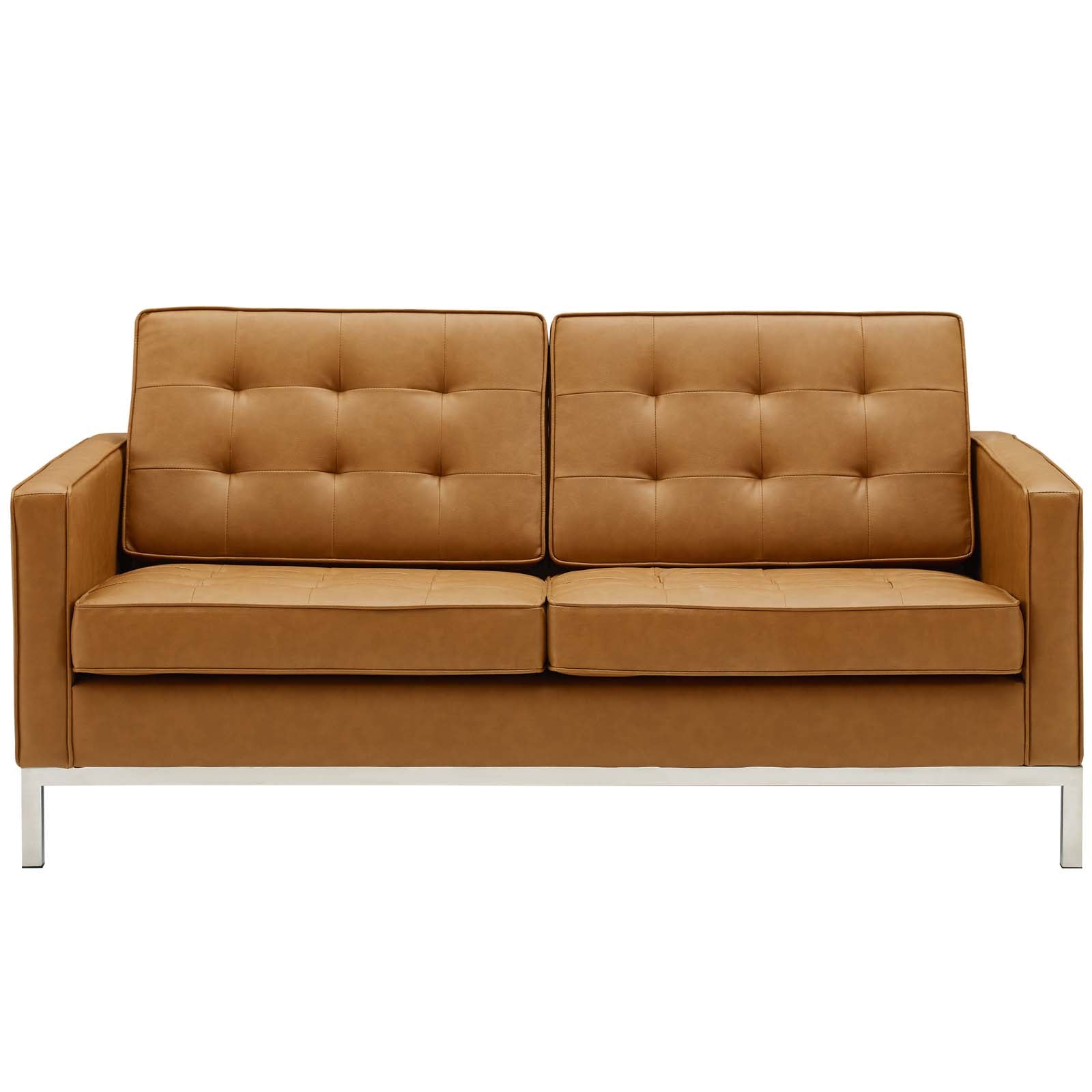 Loft Tufted Upholstered Faux Leather Loveseat - East Shore Modern Home Furnishings