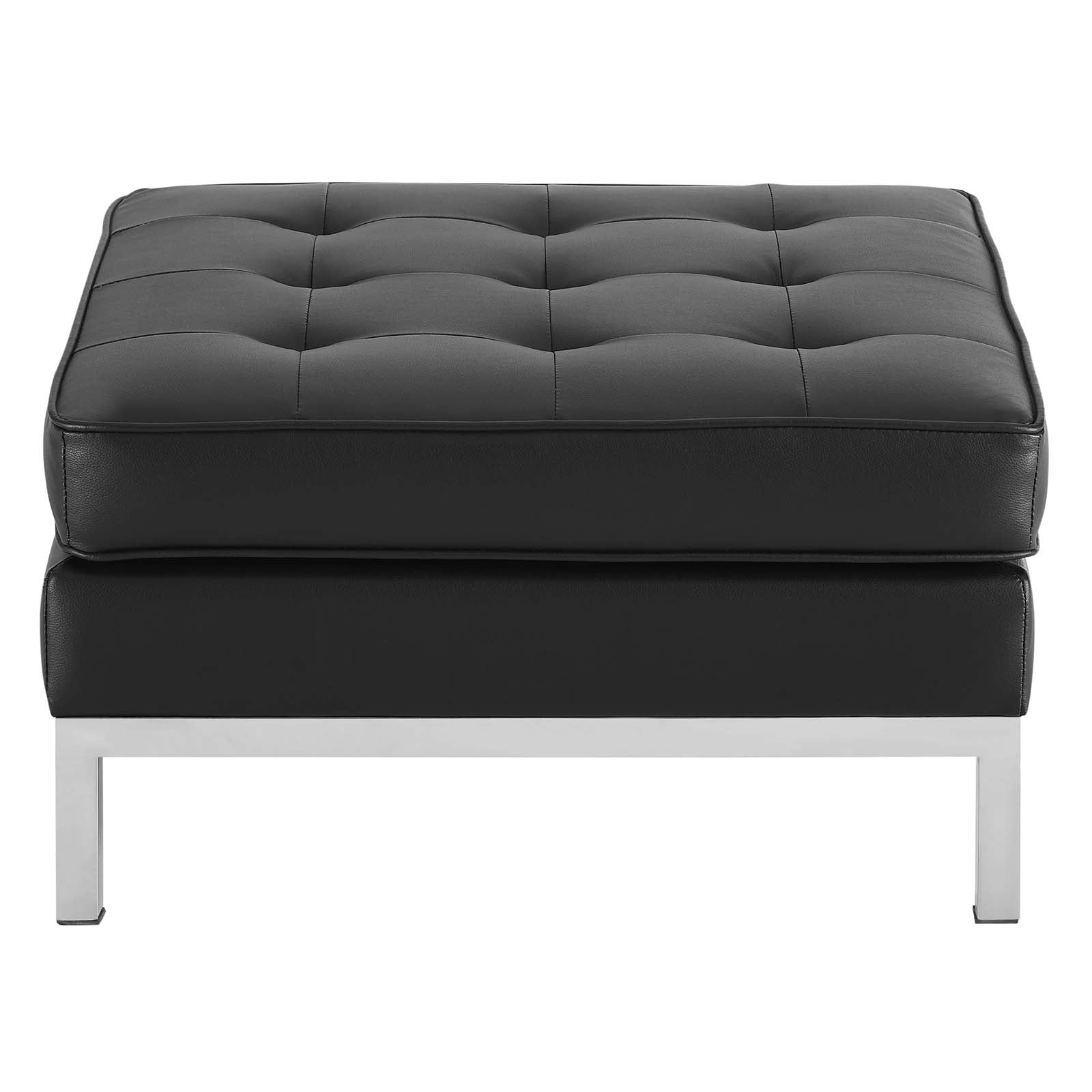 Loft Tufted Upholstered Faux Leather Ottoman - East Shore Modern Home Furnishings