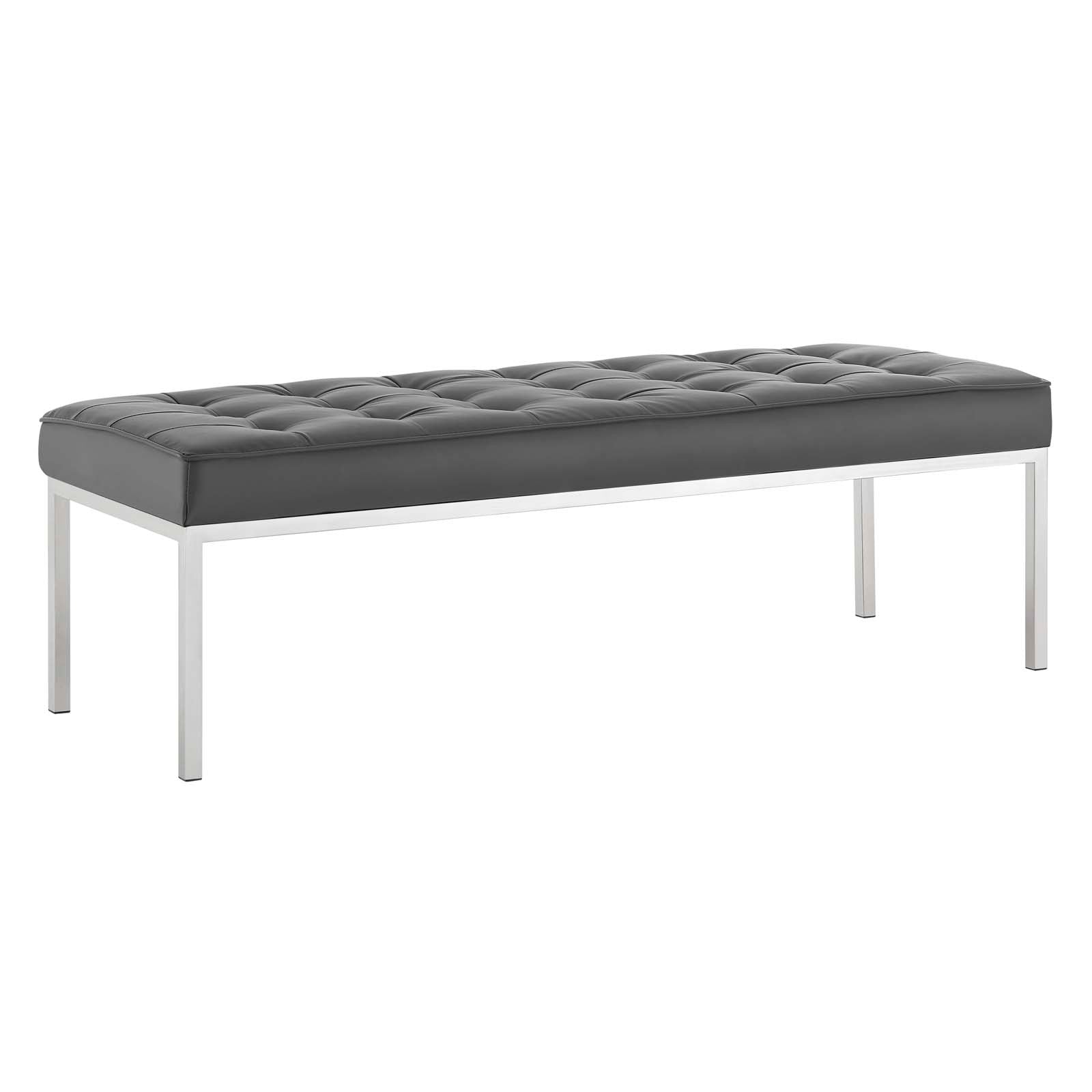 Loft Tufted Large Upholstered Faux Leather Bench - East Shore Modern Home Furnishings
