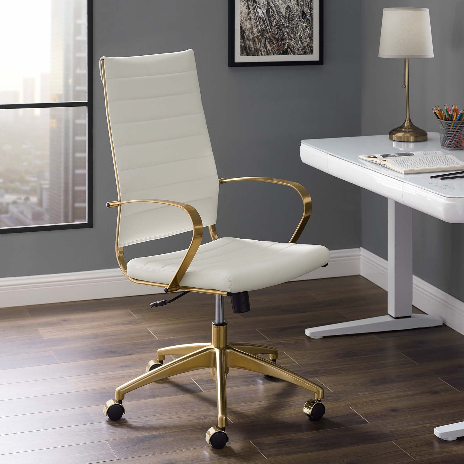 Jive Gold Stainless Steel Highback Office Chair - East Shore Modern Home Furnishings