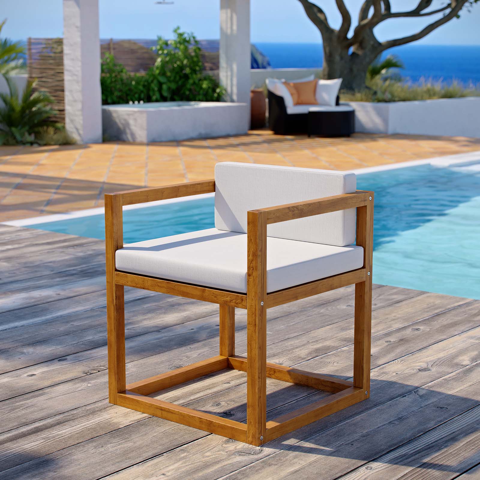 Newbury Accent Outdoor Patio Premium Grade A Teak Wood Armchair - East Shore Modern Home Furnishings