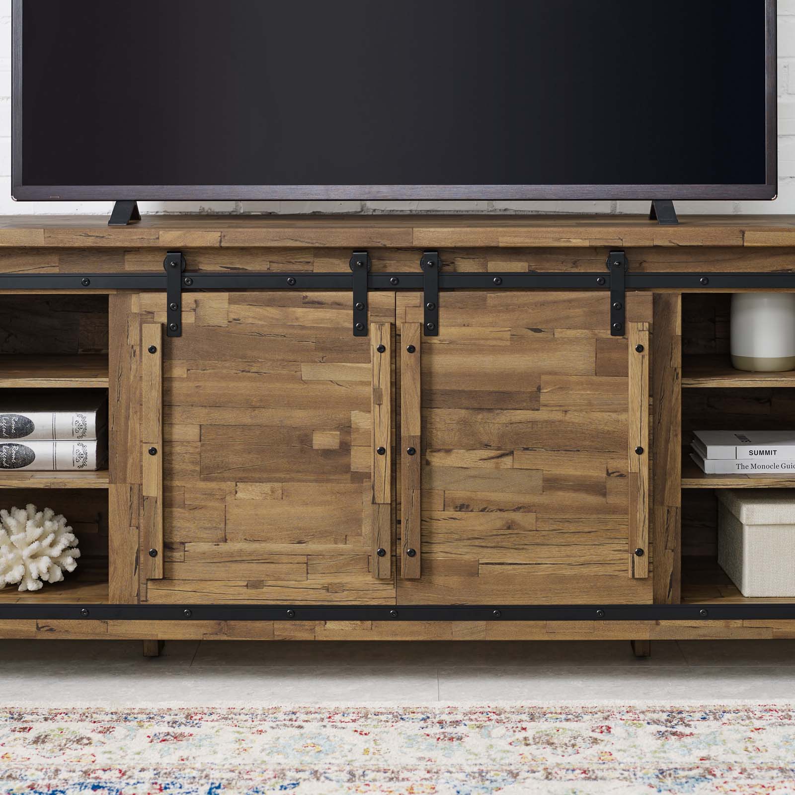 Cheshire 71" Rustic Sliding Door TV Stand - East Shore Modern Home Furnishings