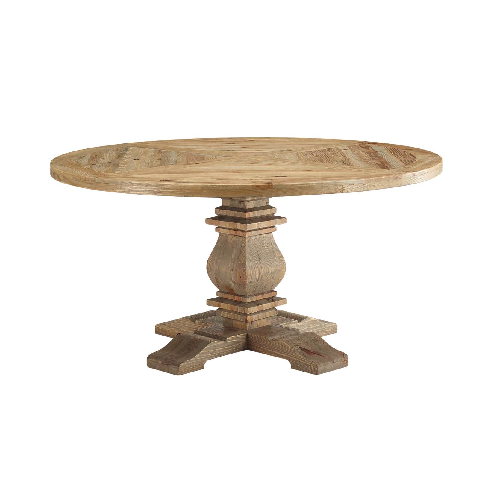 Column 59" Round Pine Wood Dining Table - East Shore Modern Home Furnishings
