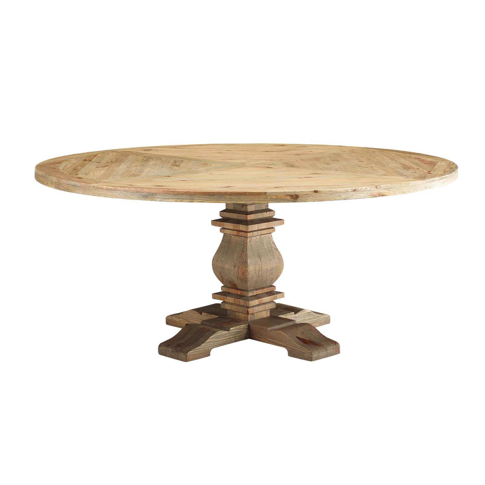 Column 71" Round Pine Wood Dining Table - East Shore Modern Home Furnishings