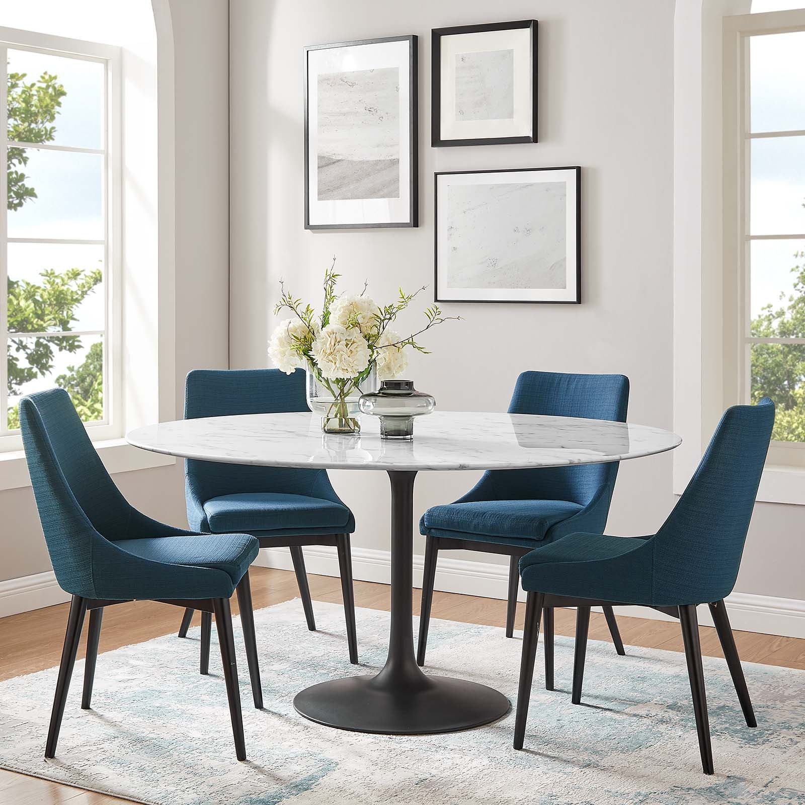 Lippa 60" Round Artificial Marble Dining Table - East Shore Modern Home Furnishings