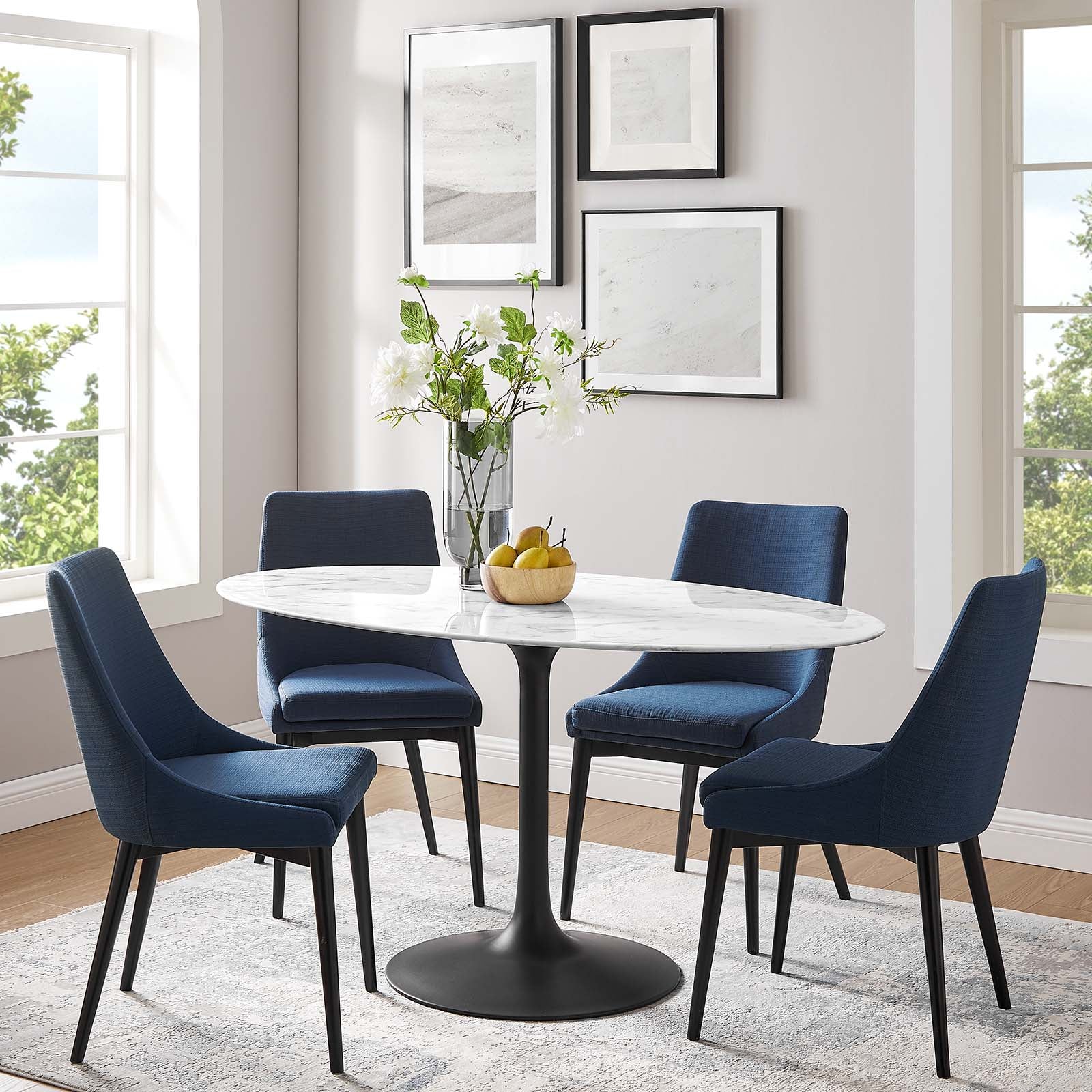 Lippa 60" Oval Artificial Marble Dining Table - East Shore Modern Home Furnishings