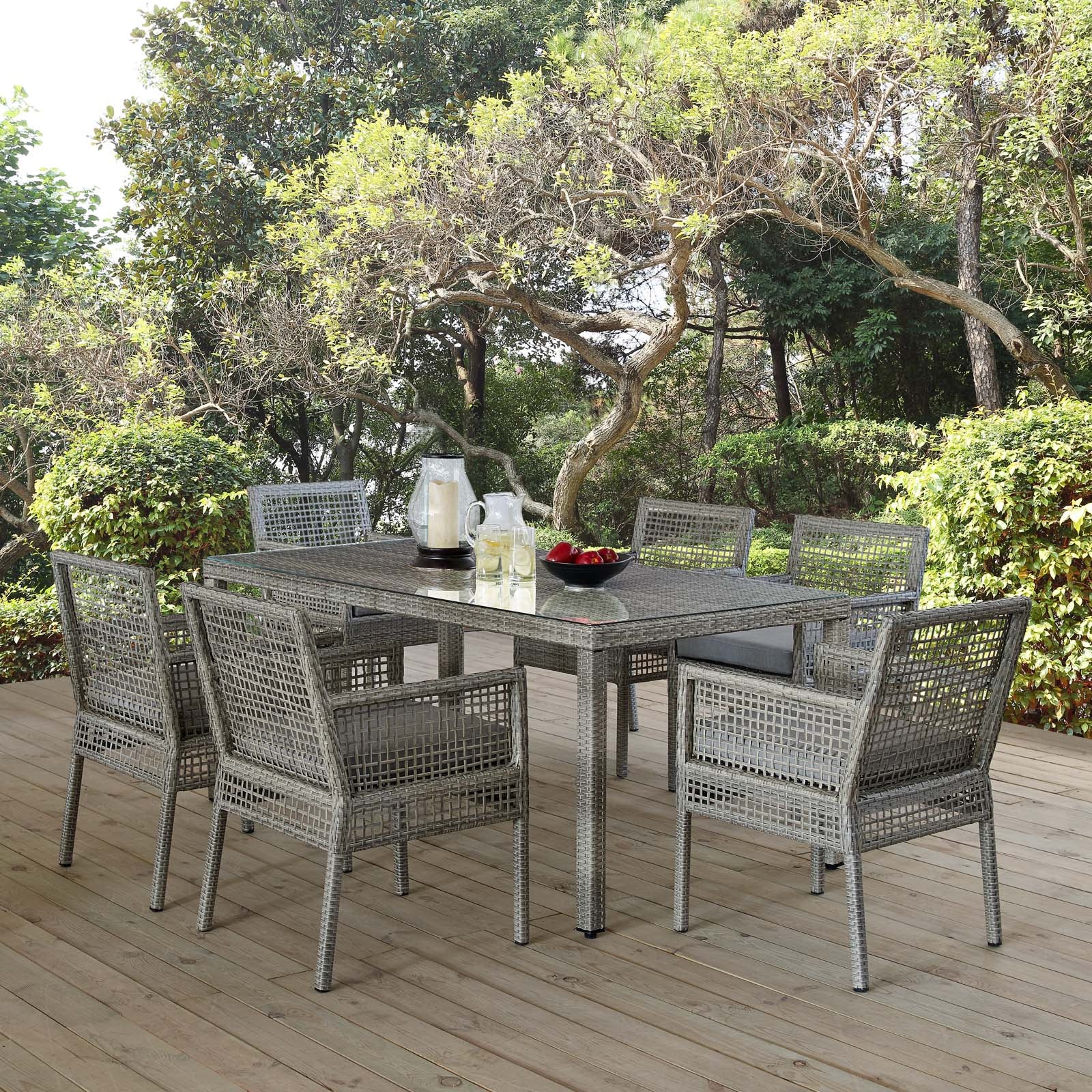 Aura 7 Piece Outdoor Patio Wicker Rattan Set - East Shore Modern Home Furnishings