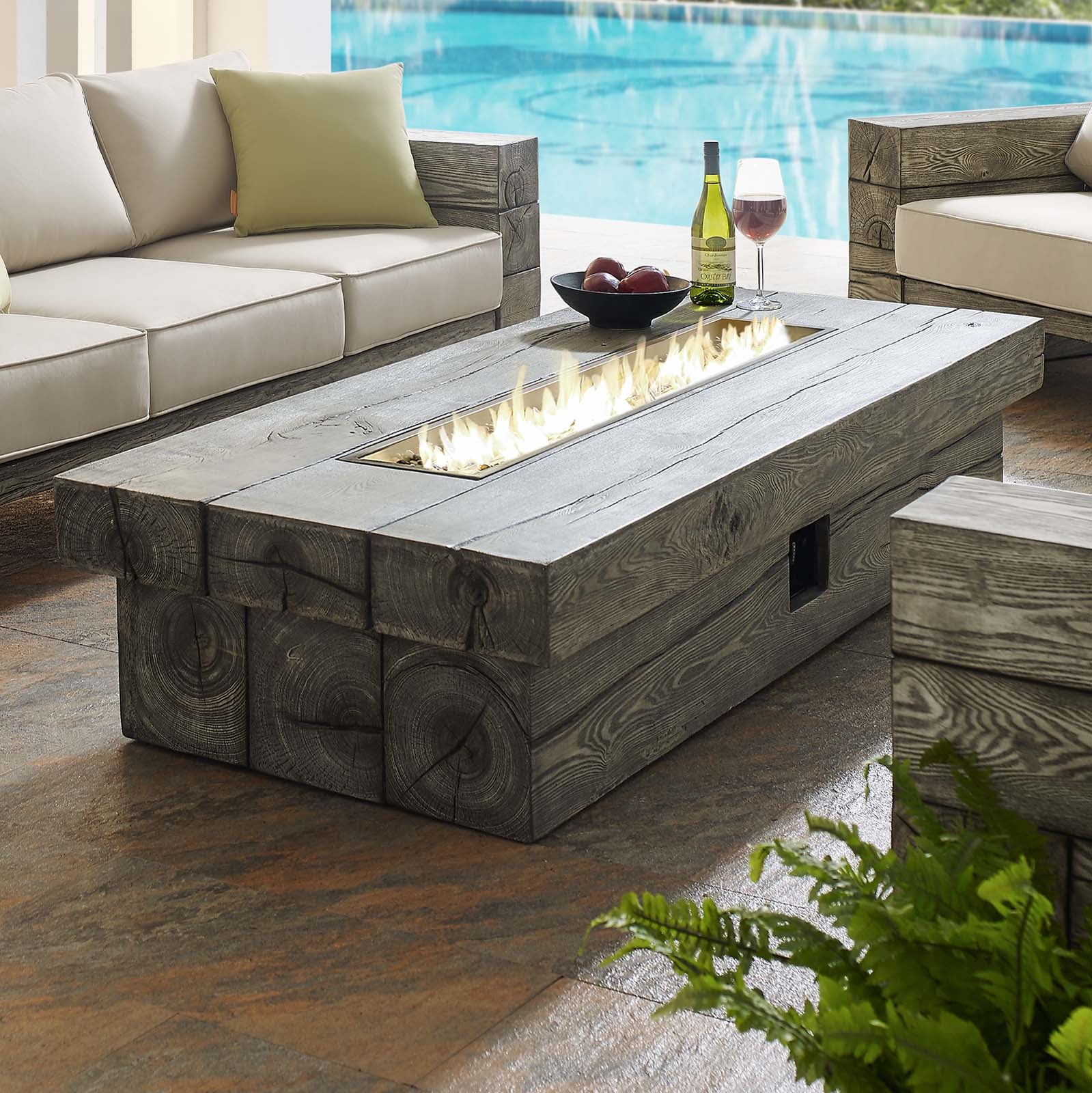 Manteo 70" Rectangular Outdoor Patio Fire Pit Table - East Shore Modern Home Furnishings