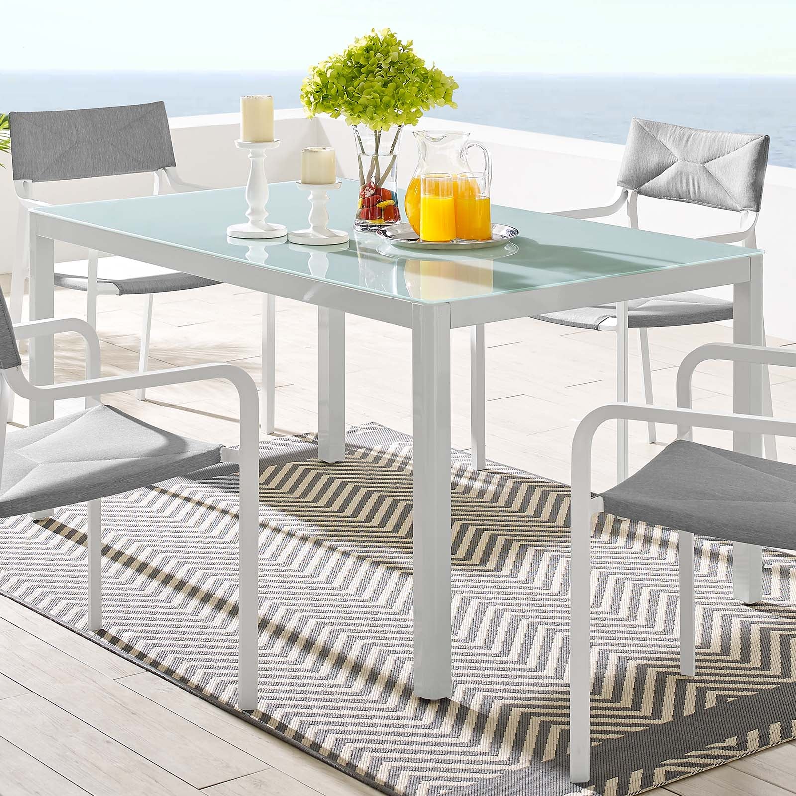 Raleigh 59" Outdoor Patio Aluminum Dining Table - East Shore Modern Home Furnishings