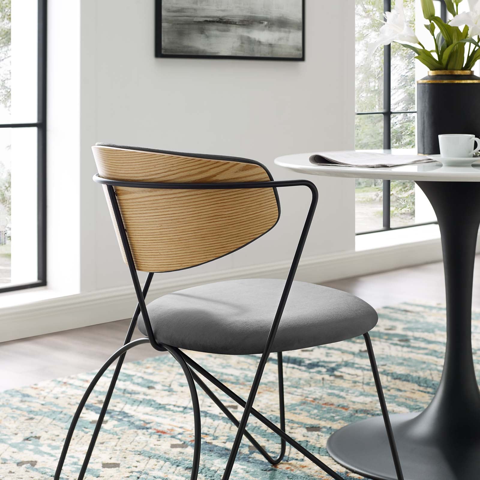 Prevail Black Frame Dining and Accent Performance Velvet Chair - East Shore Modern Home Furnishings