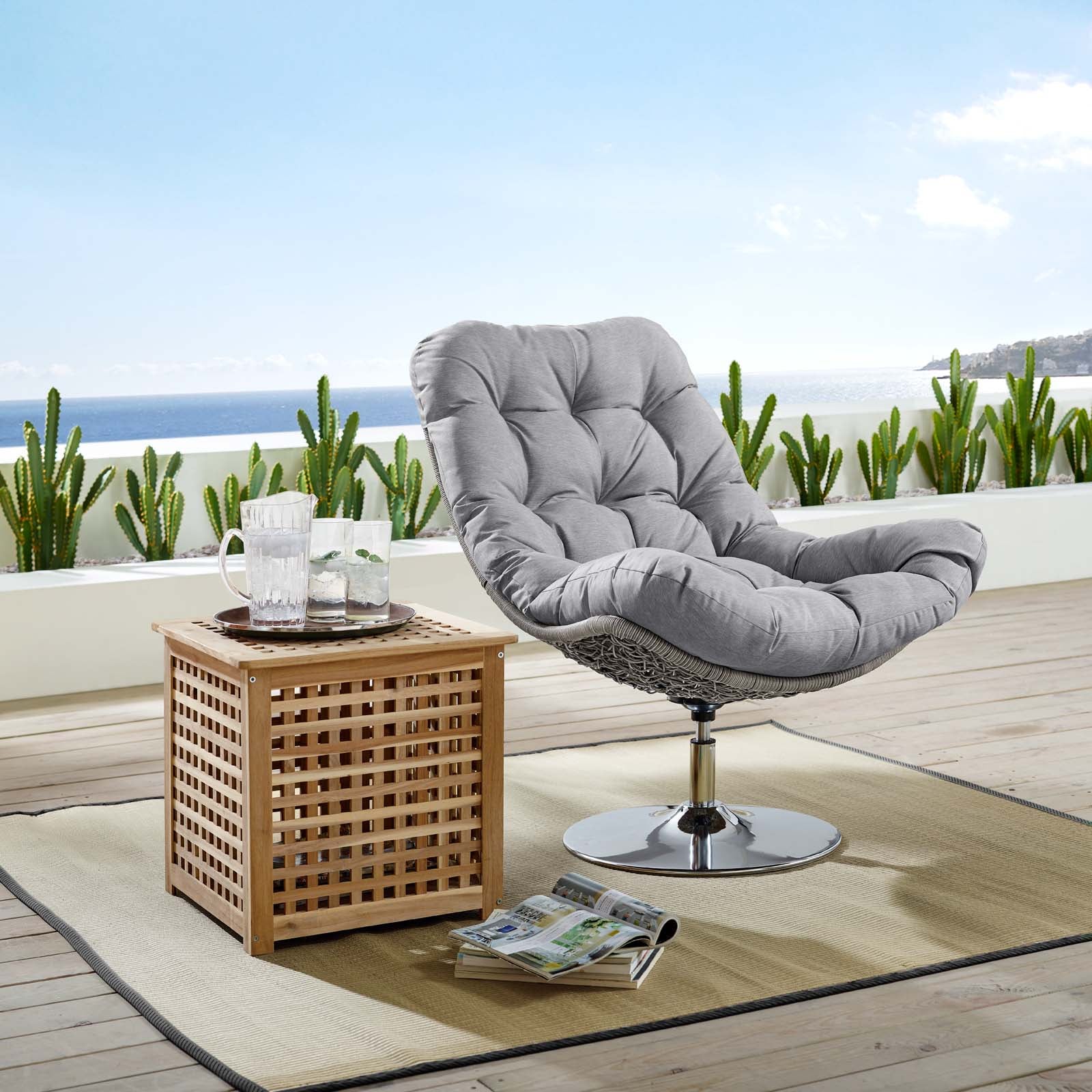 Brighton Wicker Rattan Outdoor Patio Swivel Lounge Chair - East Shore Modern Home Furnishings